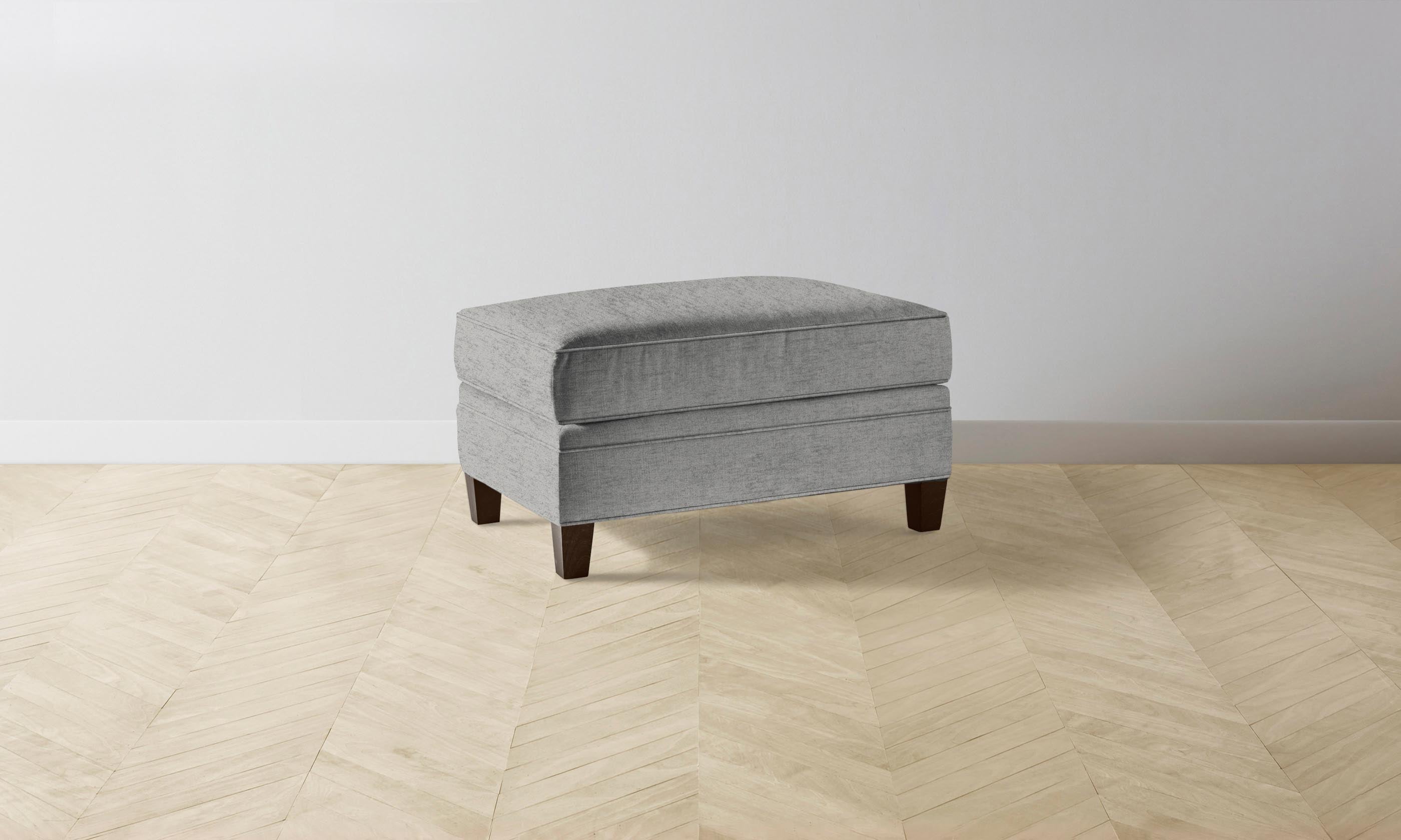 Carmine Ottoman with Performance Tweed Smoke Fabric - Stylish Footrest & Extra Seating for Living Room, Bedroom, or Office