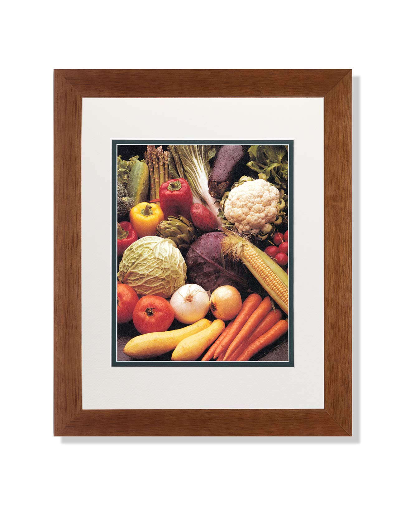 Premium Art Prints - Squash, Carrots, Corn, Peppers & Onions Kitchen Wall Decor - A/G Matted Picture with Honey Frame - Perfect for Farmhouse, Country Kitchen & Dining Room Decor