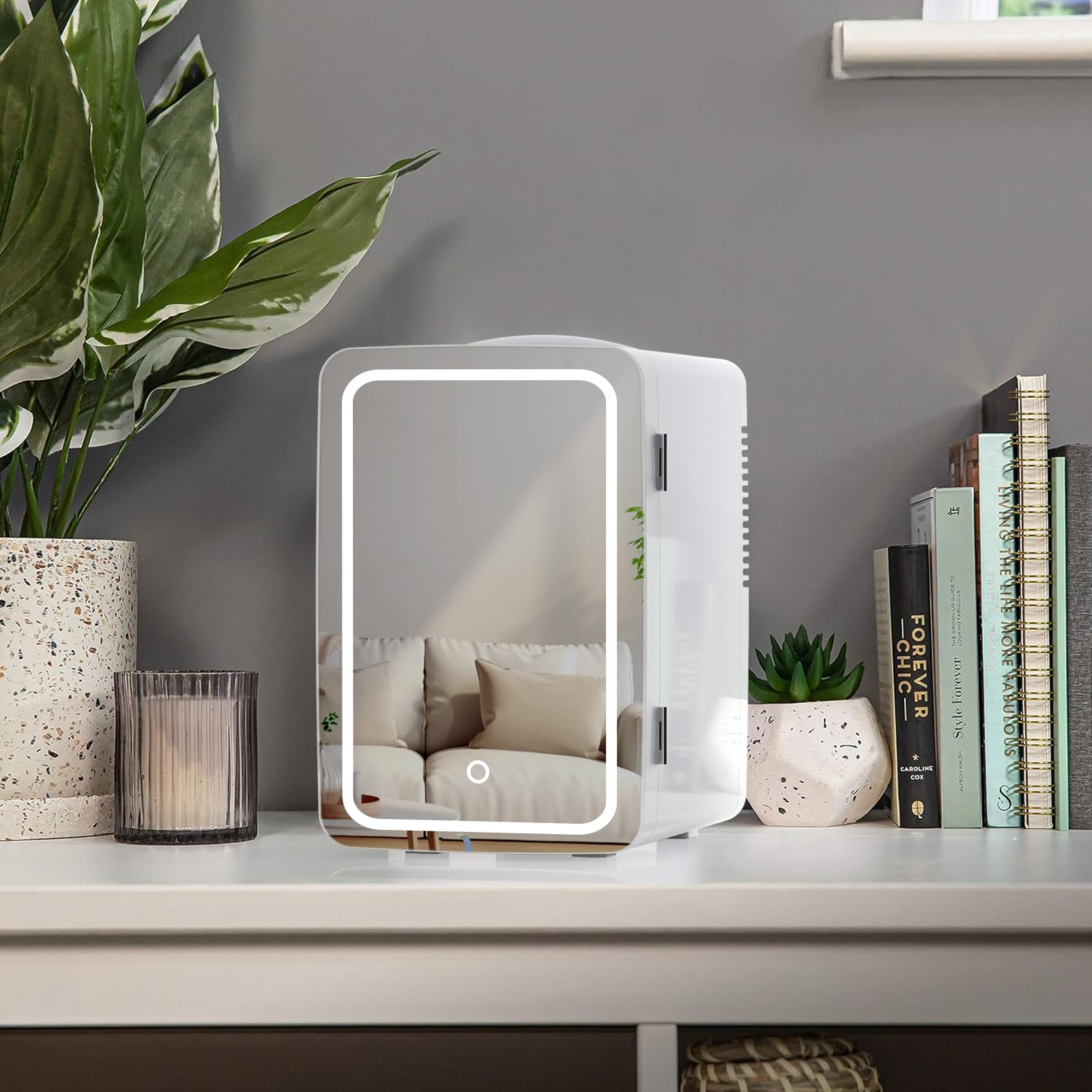 6.2L Mini Skincare Fridge with LED Mirror - Portable Cooler for Makeup & Snacks | Bedroom Vanity Organizer