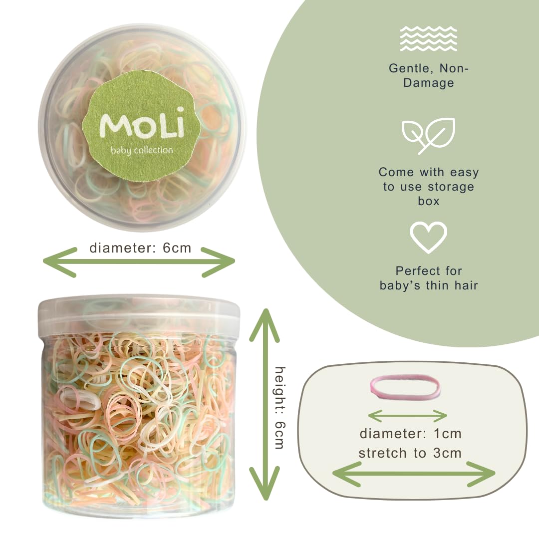 1500pcs Baby Hair Elastics - Soft Rubber Bands for Thin Hair | Girls Hair Ties for Daily Use