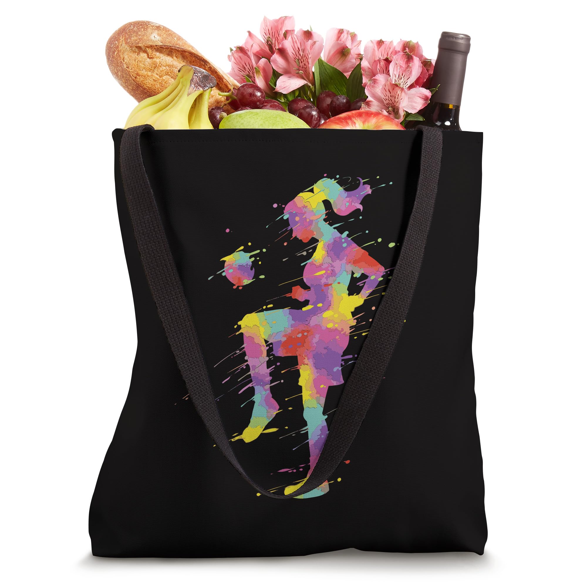 Stylish Soccer Girl Tote Bag for Women - Durable Canvas Shoulder Bag - Perfect for School, Sports, and Shopping (Black/White)