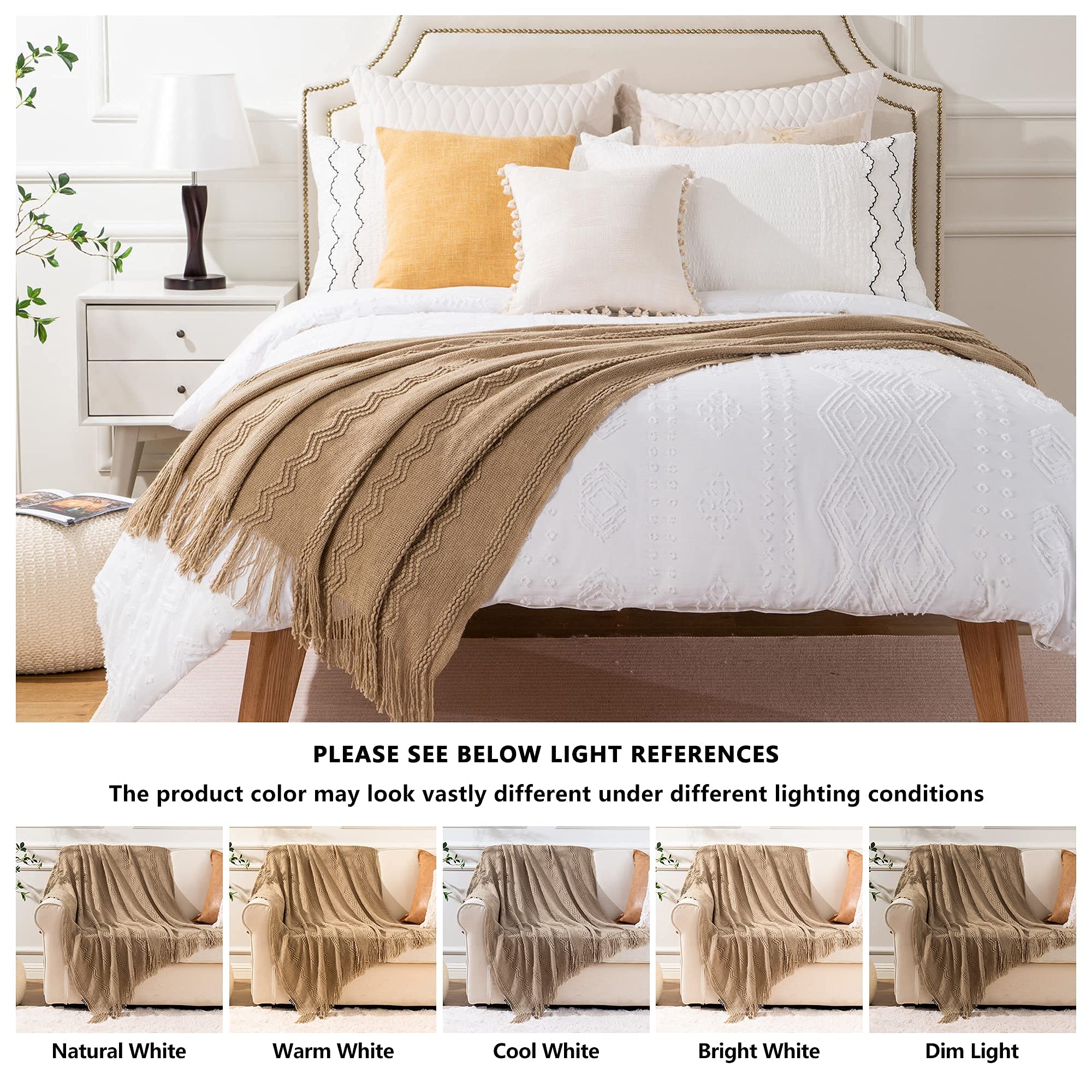 BATTILO HOME Tan Throw Blanket 50