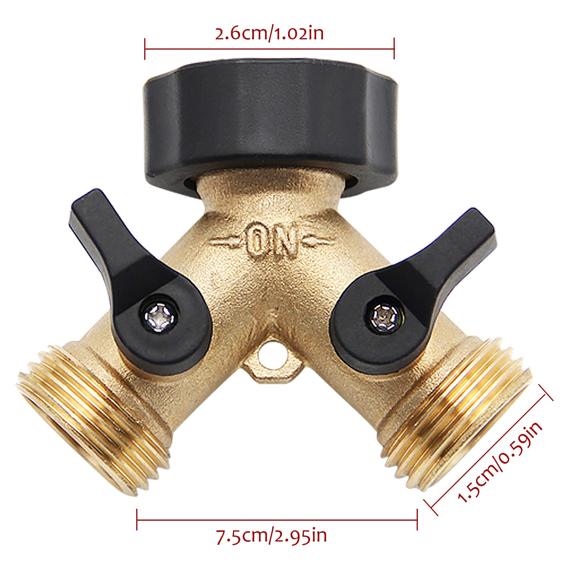 2-Way Brass Hose Splitter - 3/4