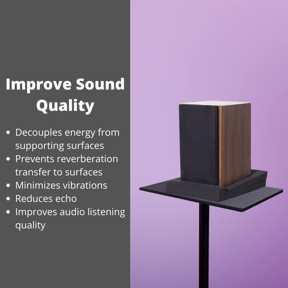 TRUE NORTH Studio Monitor Isolation Pads for 6.5-8 Inch Speakers - Premium Sound Dampening Foam Pads for Bookshelf & Studio Monitors - Enhance Audio Clarity & Reduce Vibrations for Home Studios & DJ Setups