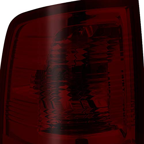 AKKON Black Headlights & Dark Red Smoked Tail Lights 4pcs Combo for 2009-2018 Dodge Ram 1500 | 2010-2018 Ram 2500/3500 Pickup Trucks - Upgrade Your Truck's Style & Night Visibility for Off-Roading and Daily Driving