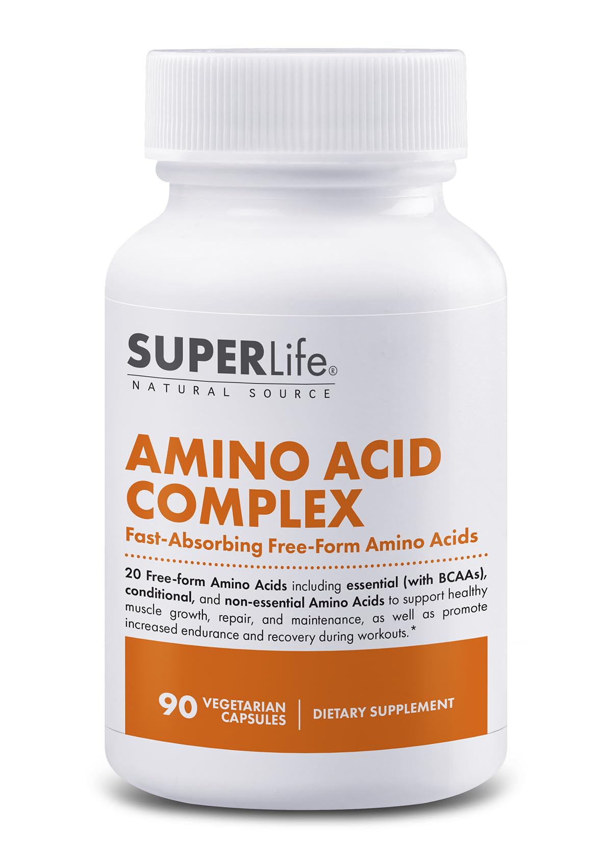 Fast Absorbing Amino Acid Complex with BCAAs - Essential & Branched Chain for Muscle Growth, Strength & Recovery | 90 Capsules Supplement | Pre-Workout & Post-Workout Support