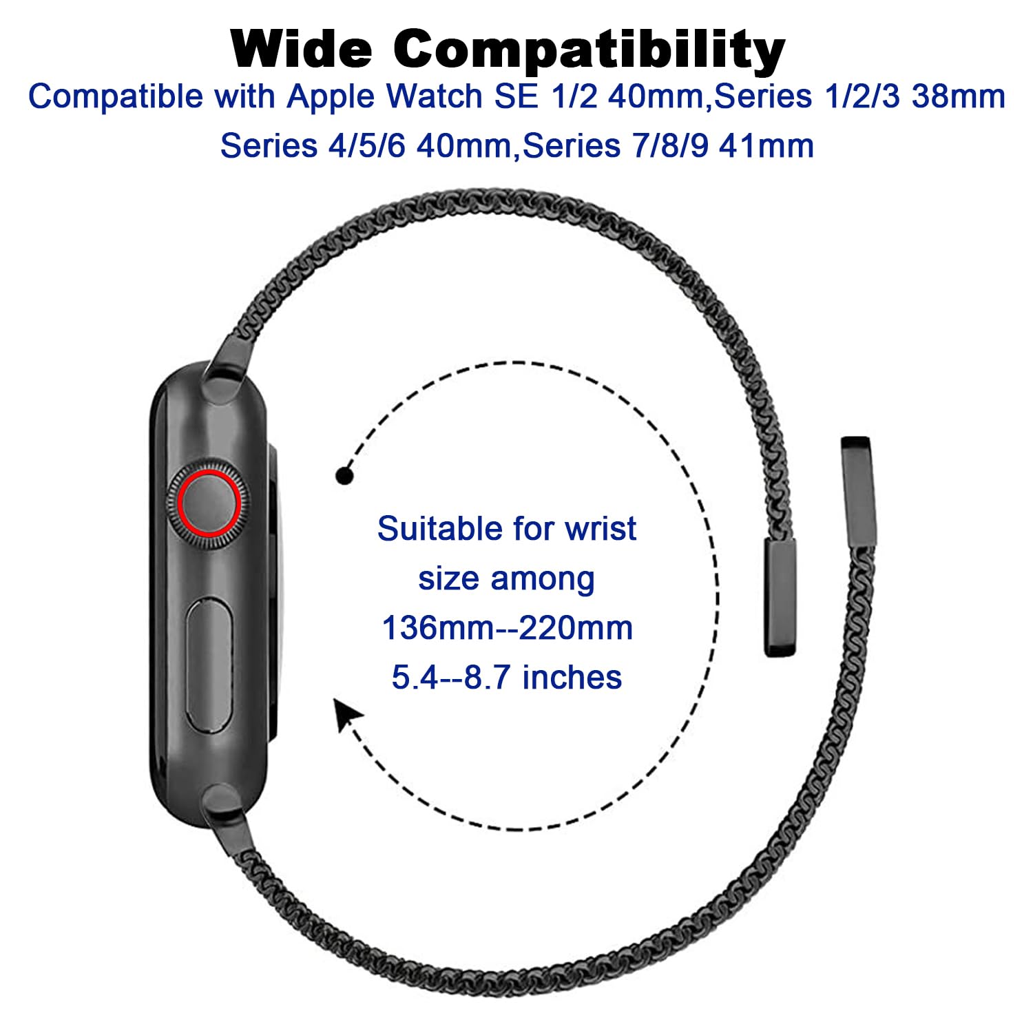 2-in-1 Magnetic Stainless Steel Loop Band & Protective TPU Case for Apple Watch Ultra/SE/Series 9/8/7/6/5/4/3/2/1 - Durable Metal Strap with Secure Clasp for Men & Women - Perfect for Workouts, Daily Wear & Outdoor Activities
