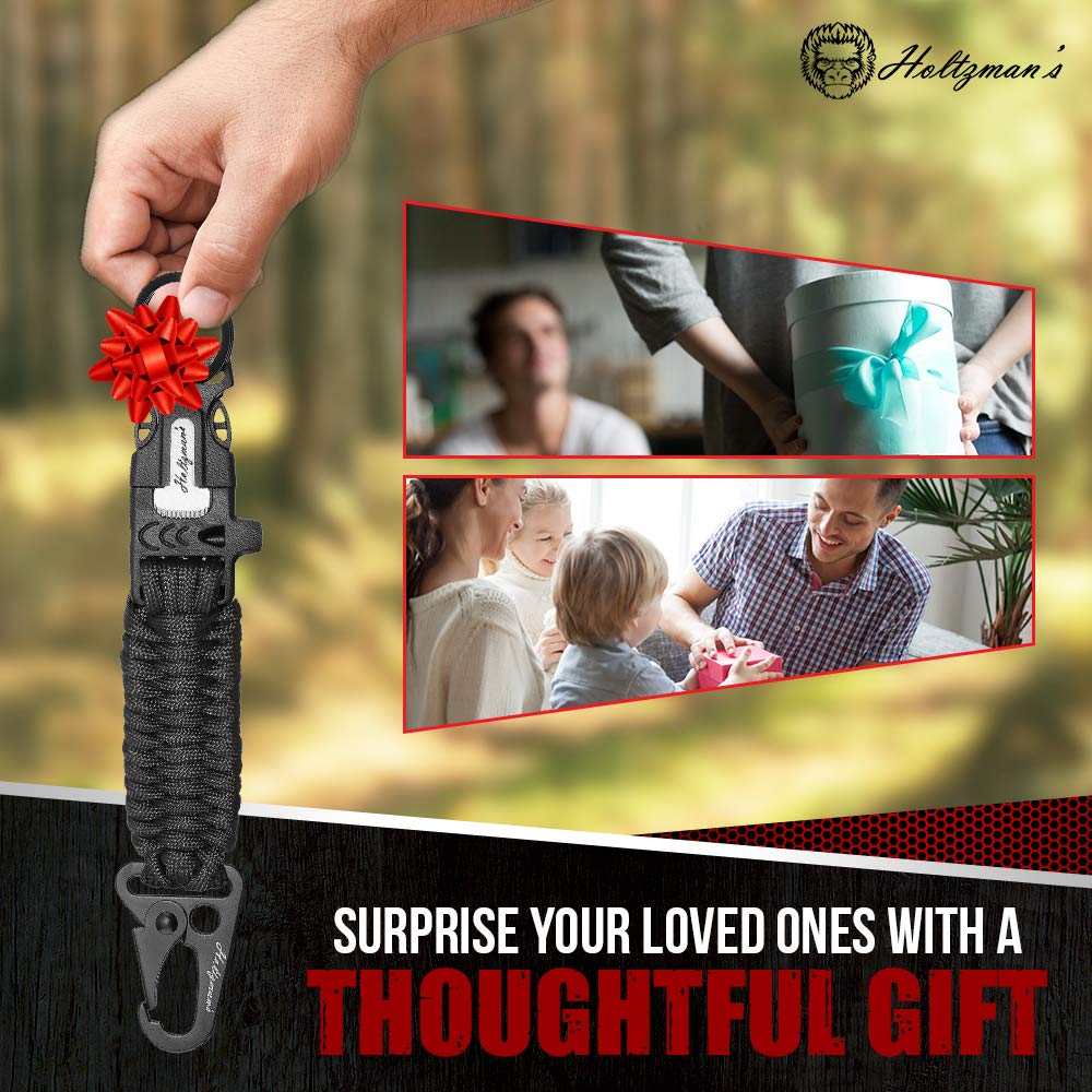 Holtzman's Elite Paracord Keychain with Black Snap Hook - Durable Survival Gear for Outdoor Adventures, Camping, Hiking & Emergency Preparedness