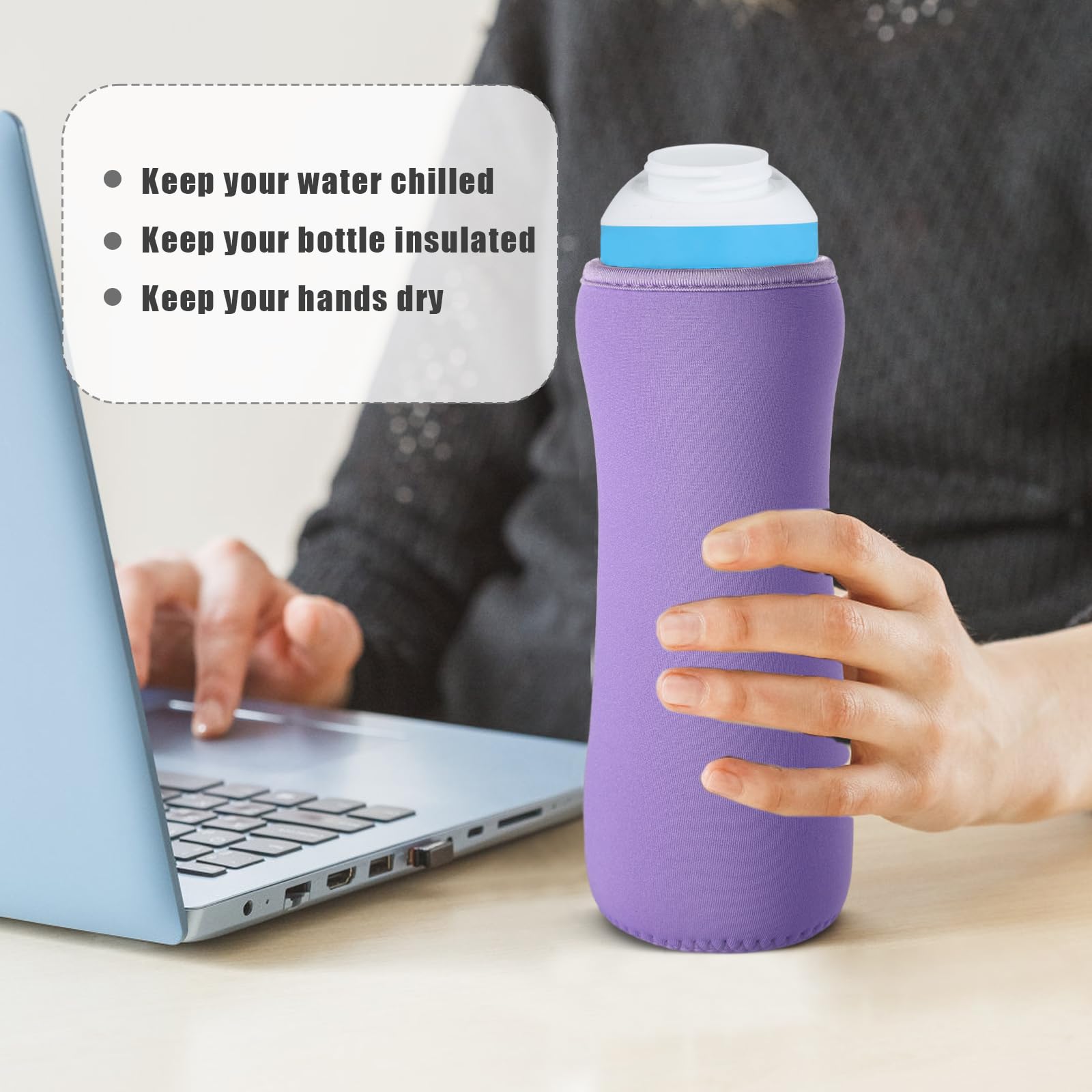 2-Pack Neoprene Insulated Sleeve for Cirkul Water Bottle 22oz - Temperature Control Cover Fits Plastic & Stainless Steel Bottles - Perfect for Gym, Hiking, Office and Outdoor Activities