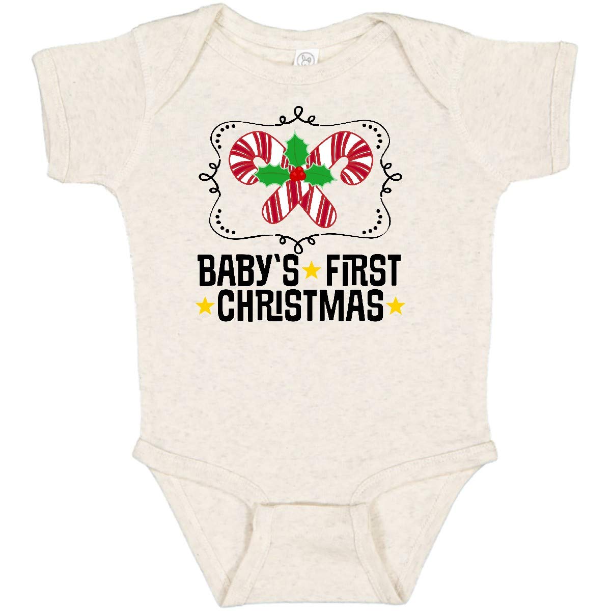Inktastic Baby's First Christmas Outfit - Candy Cane Baby Bodysuit for Newborns & Infants | Holiday Photo Shoot & Family Gathering Outfit