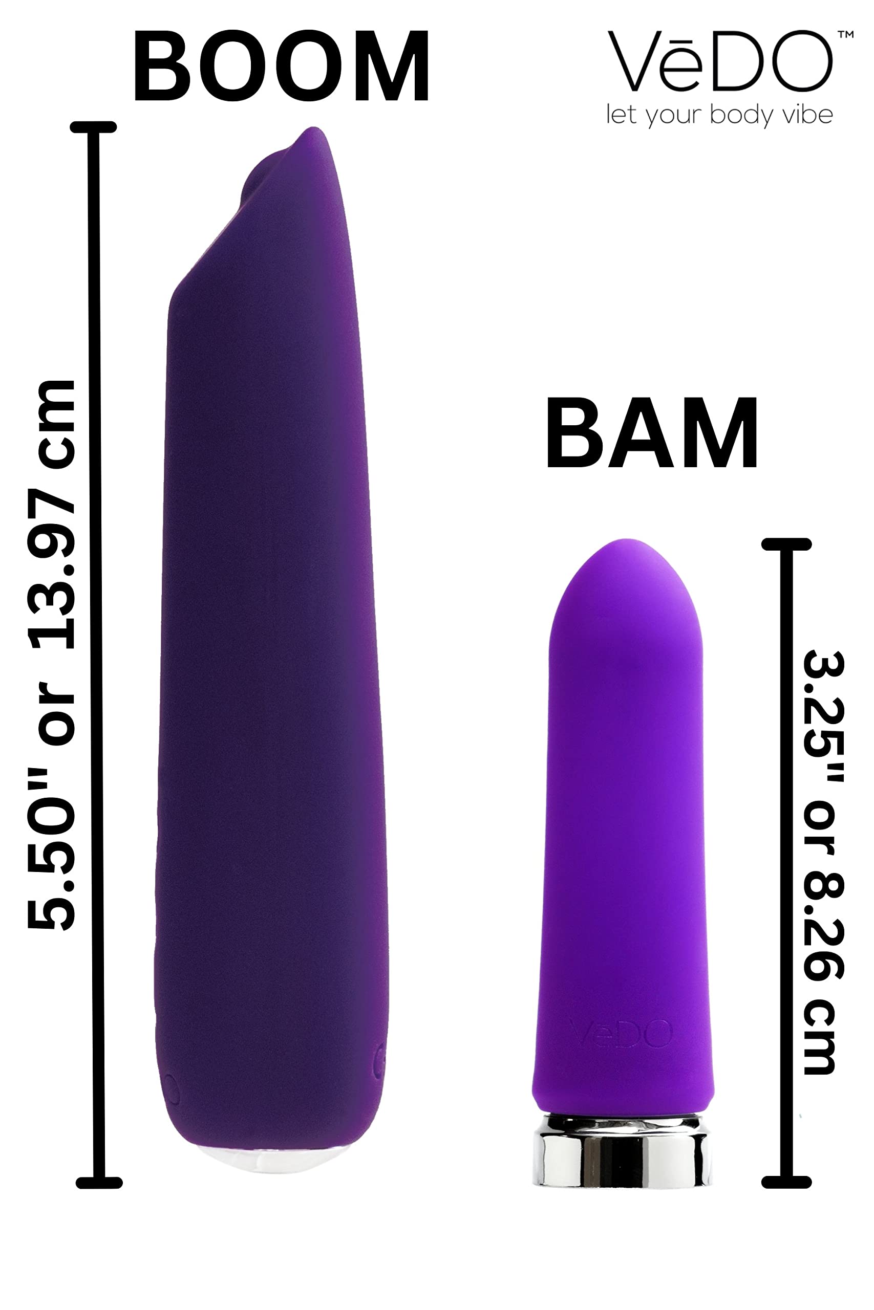 VeDO BAM Bullet Vibrator - Rechargeable & Waterproof Adult Sex Toy with 10 Powerful Vibration Modes, Purple - Perfect for Solo Play, Couples & Travel