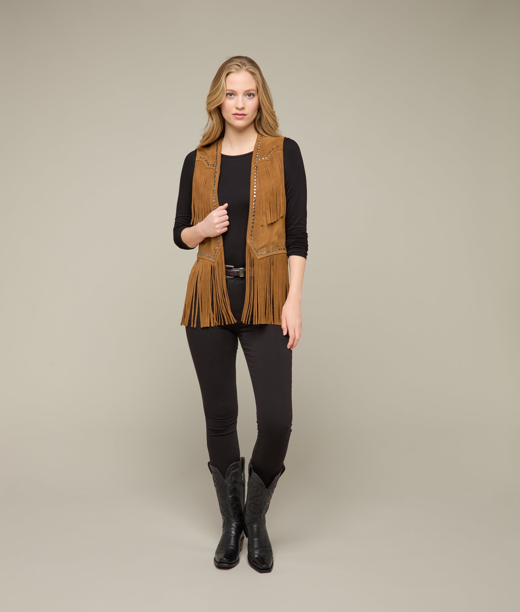 Chelsea Suede Vest for Women - Soft Brown Faux Leather Jacket | Stylish Layering Piece for Fall & Winter Outfits