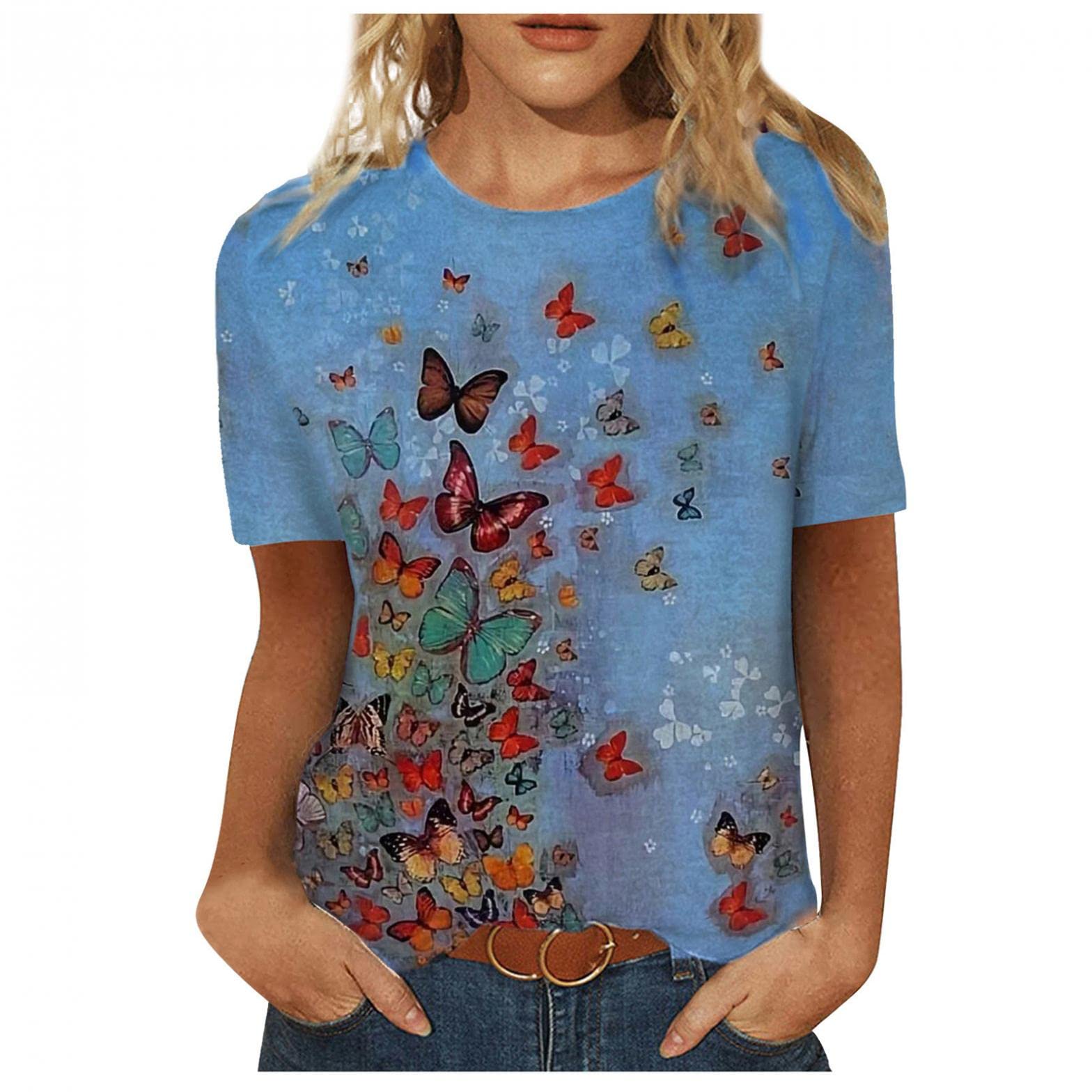 Sexy Women's Lightweight Blouse - Floral Print Short Sleeve Summer Top & Loose Casual Shirt for Women | Perfect for Beach, Party & Office Wear