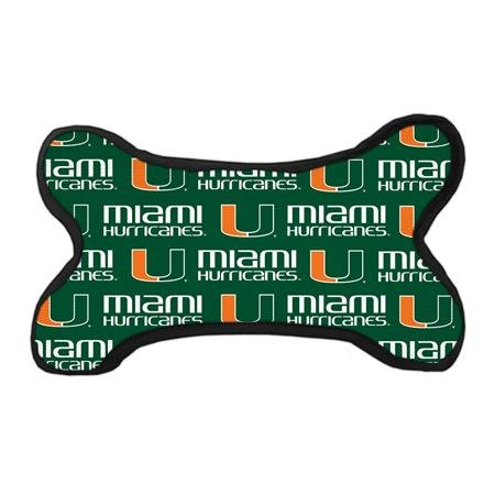 Miami Hurricanes Dog Chew Toy - Durable Fabric Bone with Squeaker for Aggressive Chewers - Perfect for Playtime, Training & Gameday Fun (NCAA Officially Licensed)