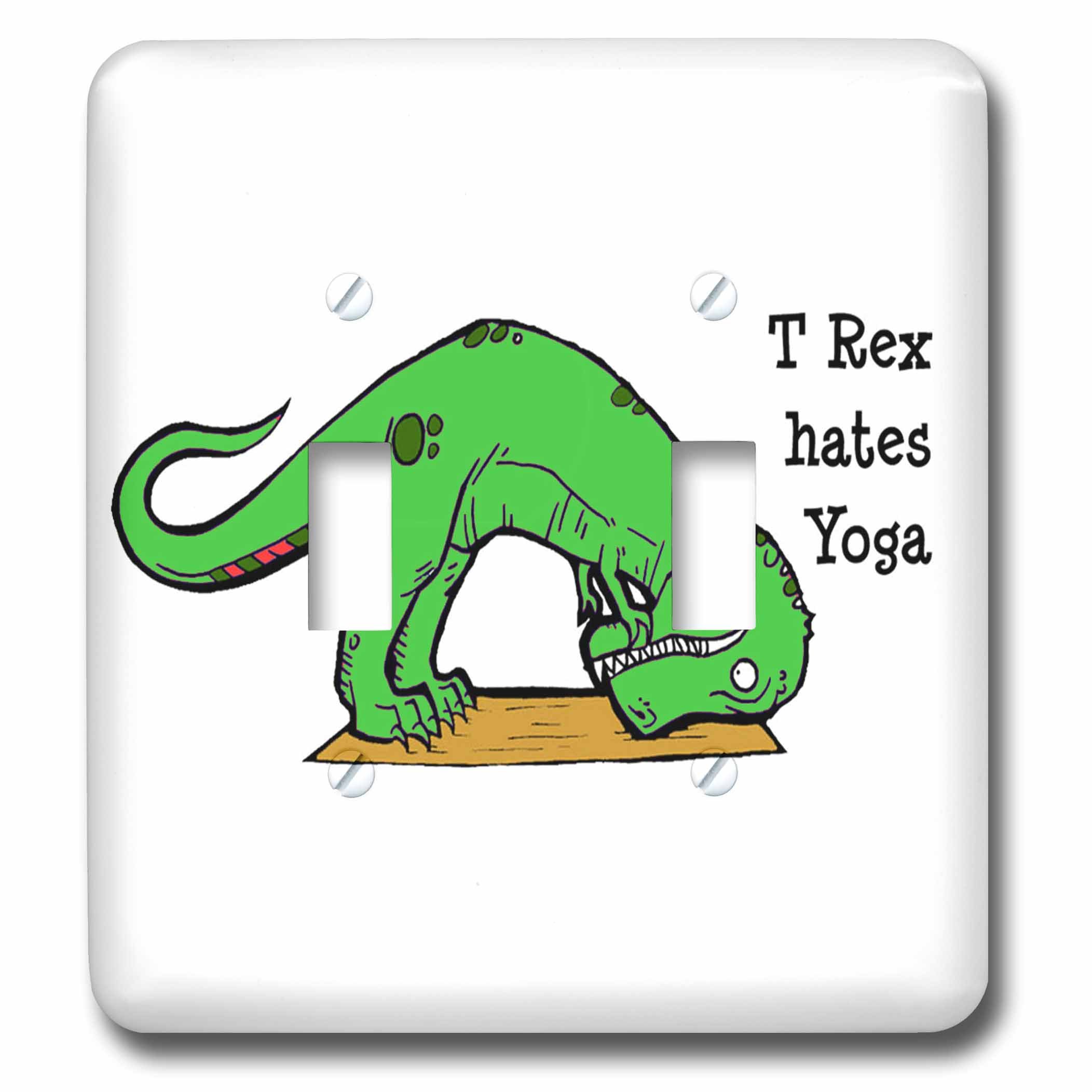 Dinosaur T-Rex Hates Yoga Double Toggle Switch - Funny Novelty Light Switch Cover for Kids Room, Dorm, Office Decor | 3D Printed Design