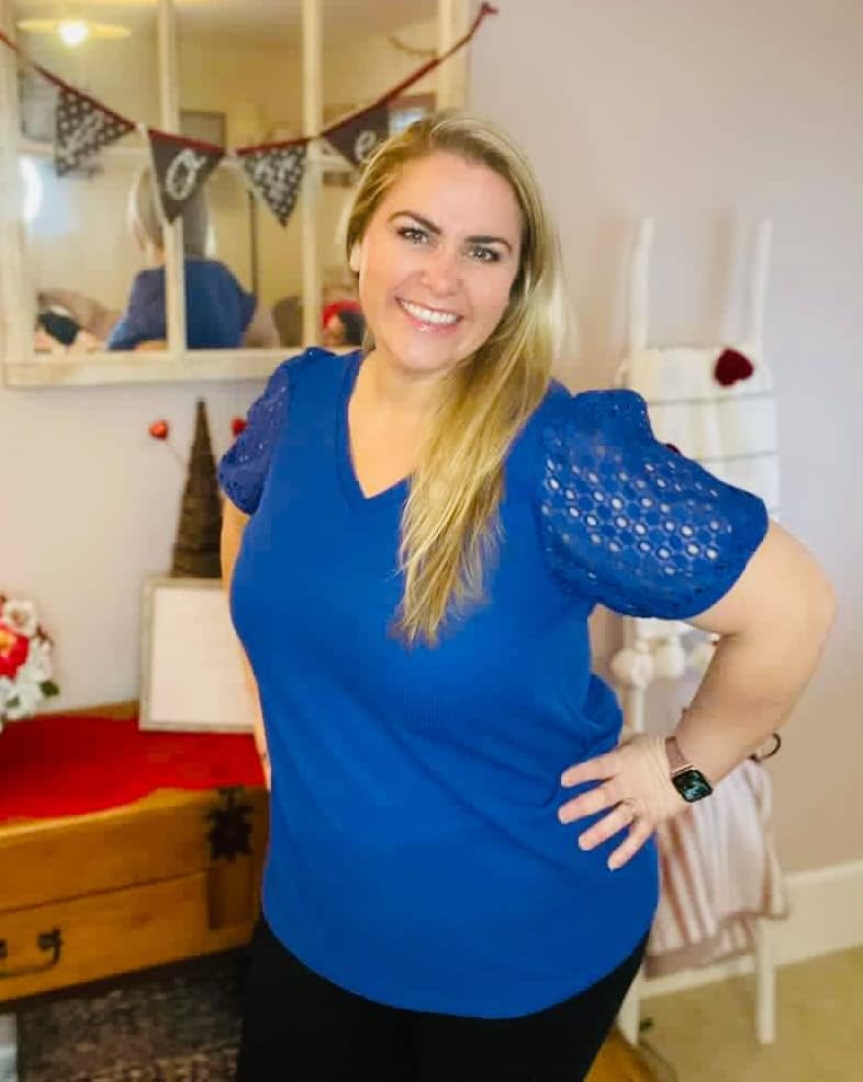 OLRIK Plus Size Tops for Women - Summer Waffle Knit Blouse with Short Lace Sleeves | Casual Office Wear & Date Night Outfits