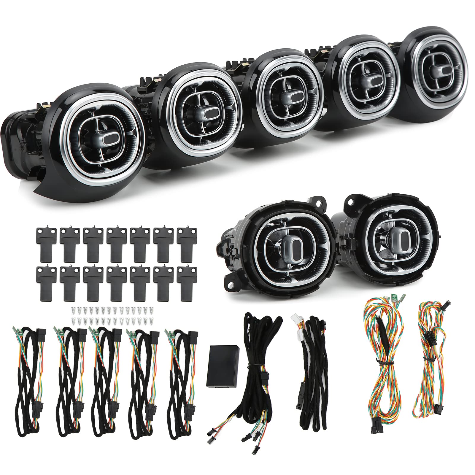 7Pcs 64-Color LED Turbine Air Vent Light Kit - Plug & Play Ambient Lighting for Mercedes-Benz C-Class W206/S206 (2022+) | Car Interior Accent Lights for Night Driving & Custom Styling