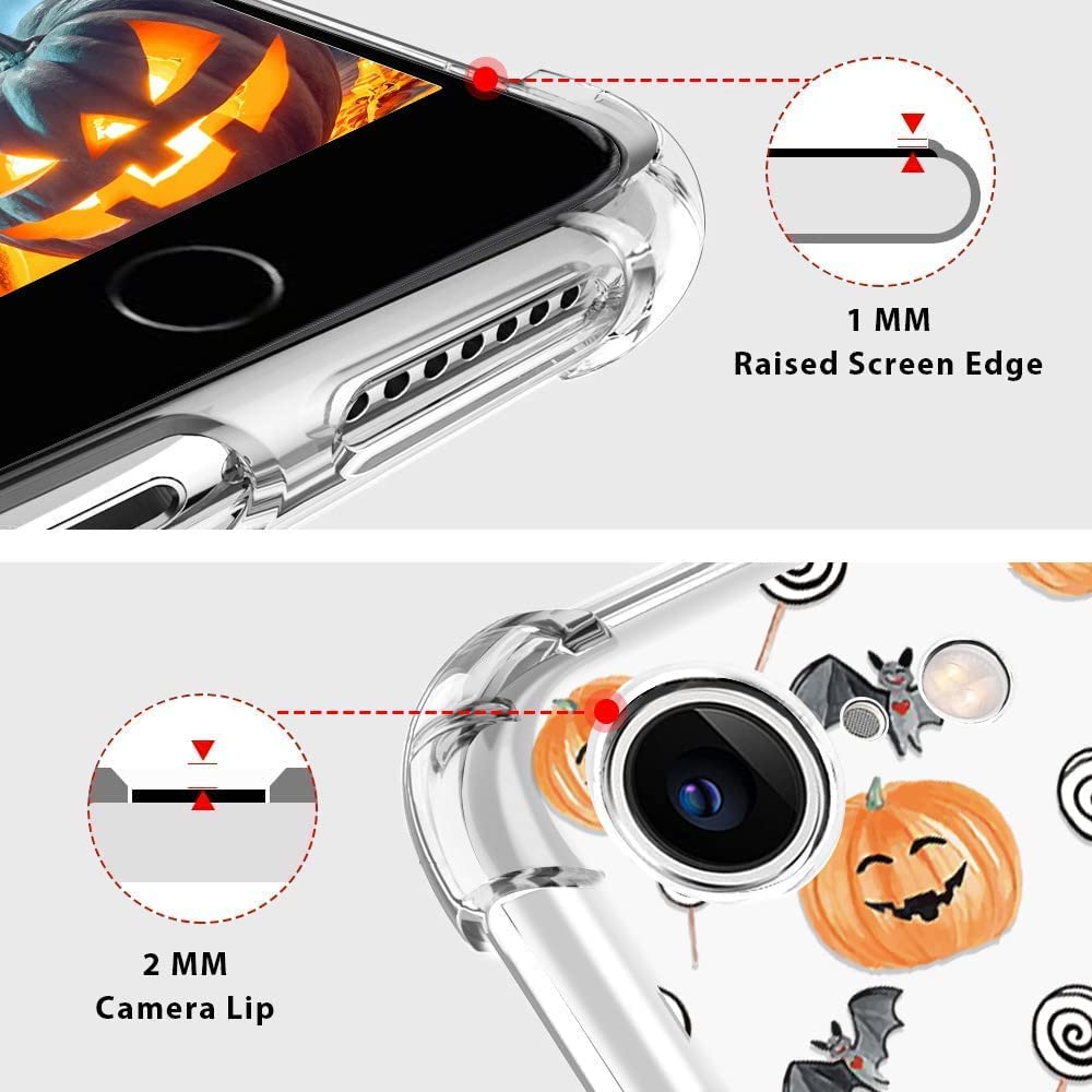 Halloween Clear Phone Case for iPhone SE 2022/2020, iPhone 7/8 - Soft TPU Protective Slim Shockproof Cover with Cute Pumpkin Pattern - Perfect for Halloween Parties, Trick or Treating & Fall Decorations
