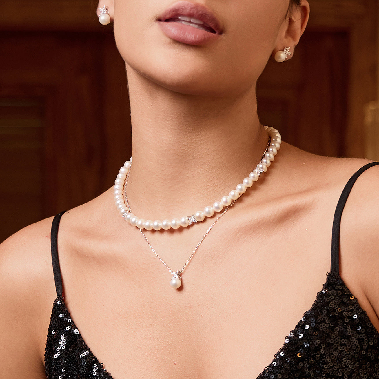 18K Gold Diamond Akoya Pearl Necklace for Women - Elegant & Luxurious Jewelry Gift (KN00132) | EVERLEAF | Perfect for Weddings, Anniversaries & Special Occasions