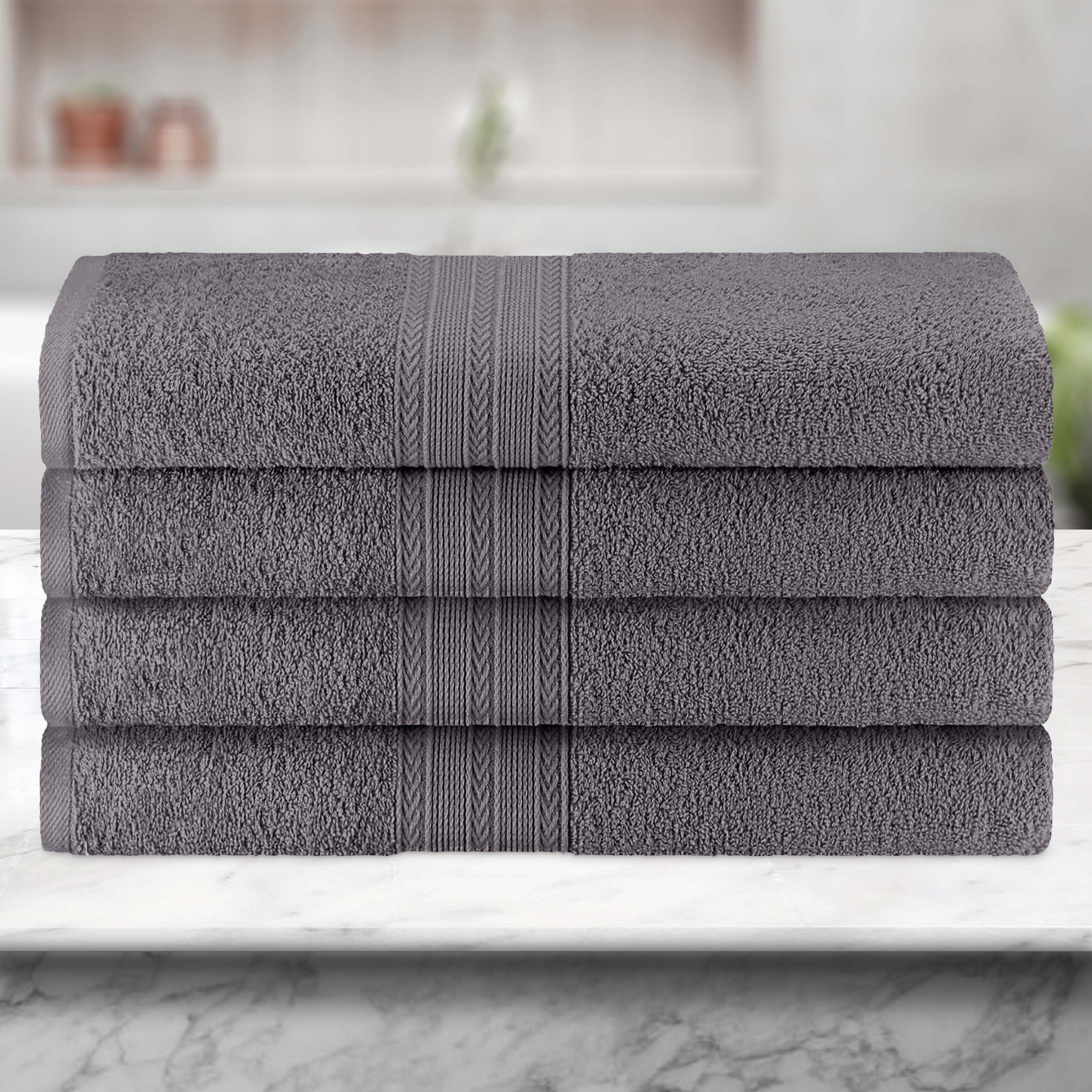 Premium 100% Cotton Eco-Friendly 4-Piece Bath Towel Set - Soft, Absorbent & Hypoallergenic - Perfect for Spa, Bathroom & Beach Use