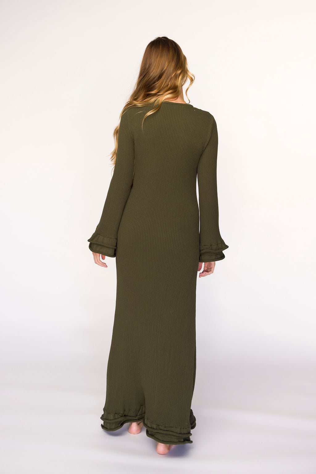 Arlet Olive Green Maternity Dress - Bump Friendly, Comfortable & Stylish for Pregnancy, Nursing, and Special Occasions