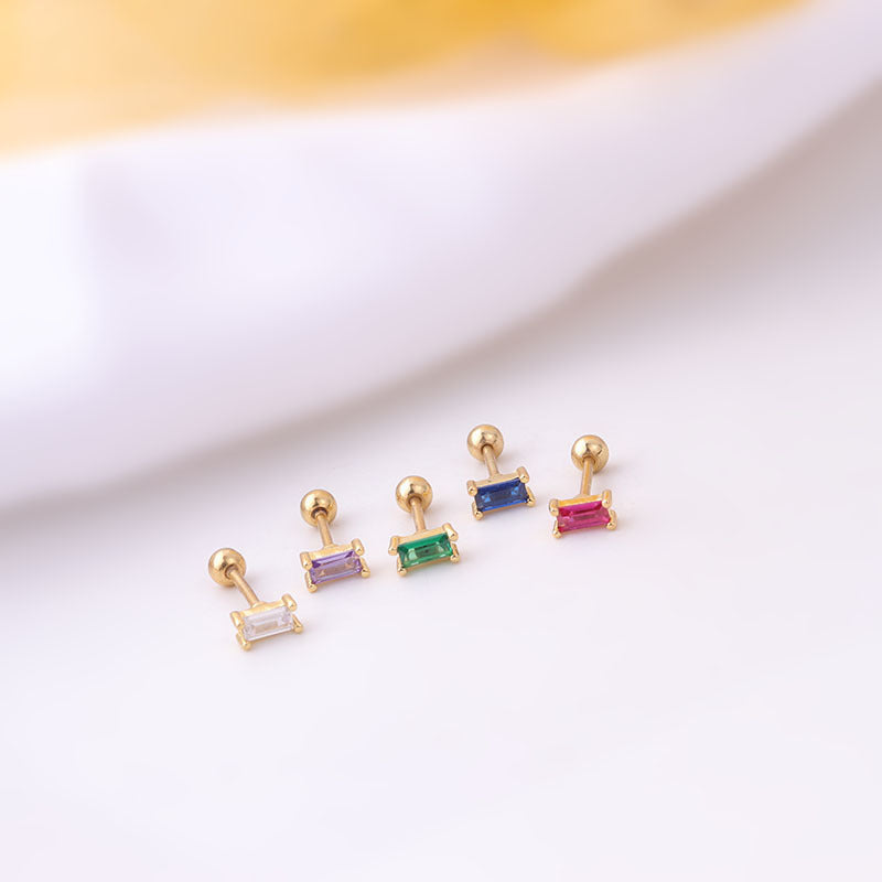 20G Emerald Conch Stud Forward Helix Piercing Earrings - Hypoallergenic Surgical Steel Jewelry for Cartilage & Helix - Perfect for Everyday Wear & Special Occasions