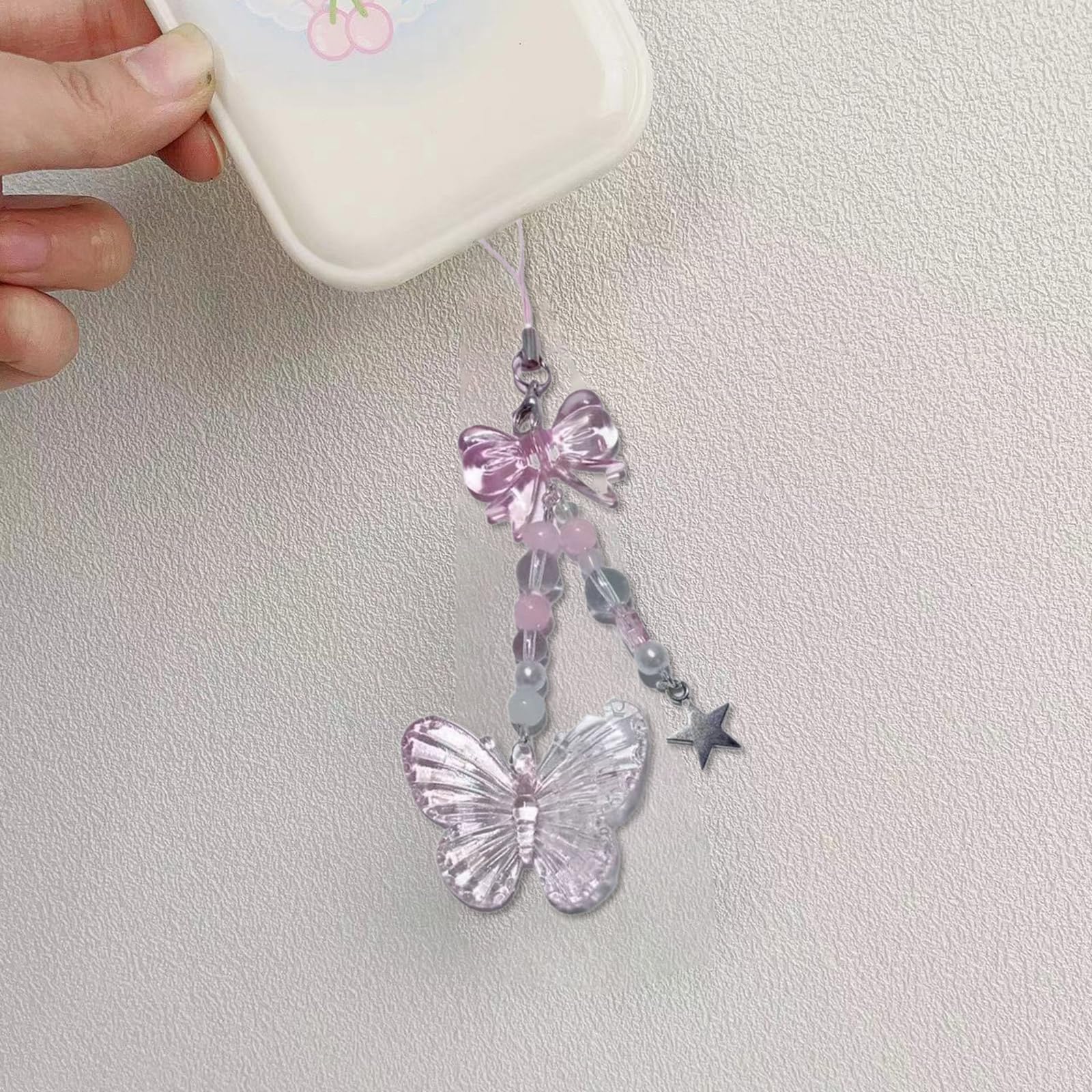Saddgo Stylish Beaded Phone Strap - Butterfly Phone Pendant & Lanyard for iPhone Samsung - Fashion Phone Jewelry Accessory for Women Girls - Perfect for Work, Party, Travel & Daily Use