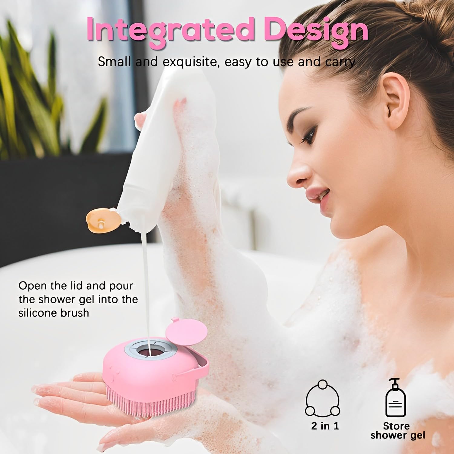 TLISMI 2-in-1 Silicone Bath Brush with Soap Dispenser - Exfoliating & Massaging for Men & Women - Perfect for Shower & Spa