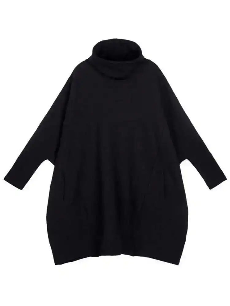 Black Oversized Knit Sweater for Women - Loose Fit Turtleneck Long Sleeve Pullover | Cozy Winter Fashion 2025 | Perfect for Casual Outfits, Office Wear & Cold Weather Layering