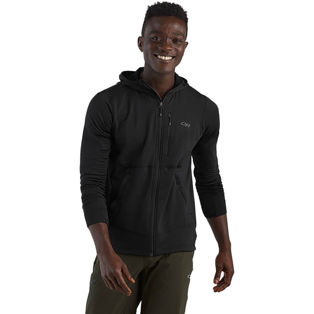 Outdoor Research Men's Vigor Full Zip Hoodie - Lightweight Quick Drying Fleece Jacket for Hiking, Camping & Outdoor Activities | Windproof & Breathable