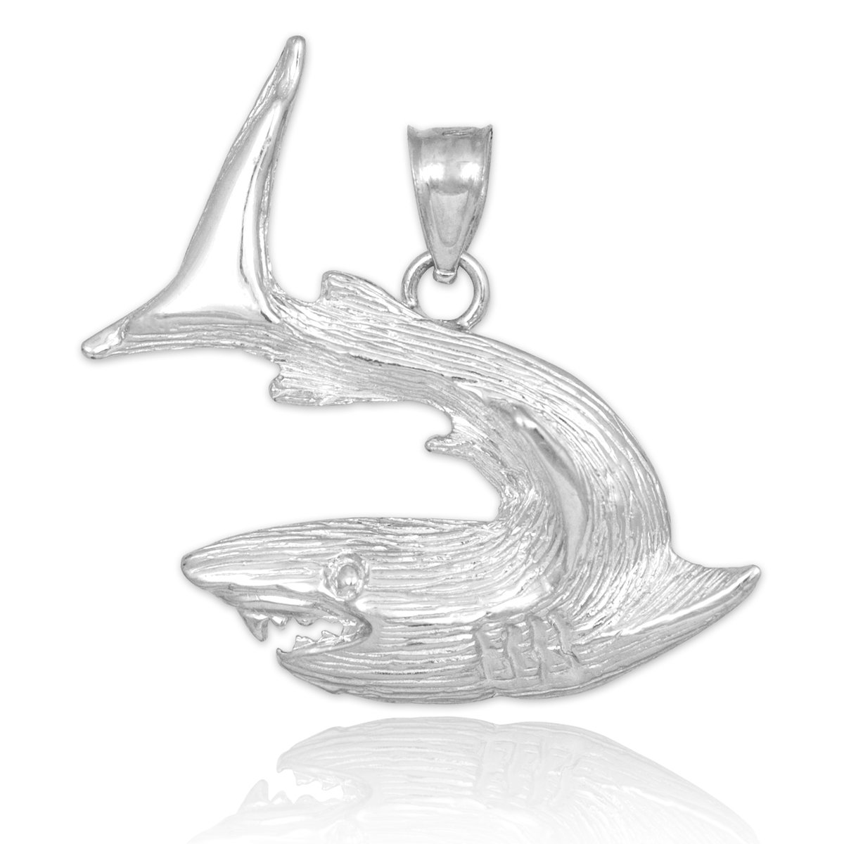 925 Sterling Silver Textured Shark Charm Pendant Necklace for Men & Women - Perfect for Beach Parties, Gifts & Everyday Fashion Accessories