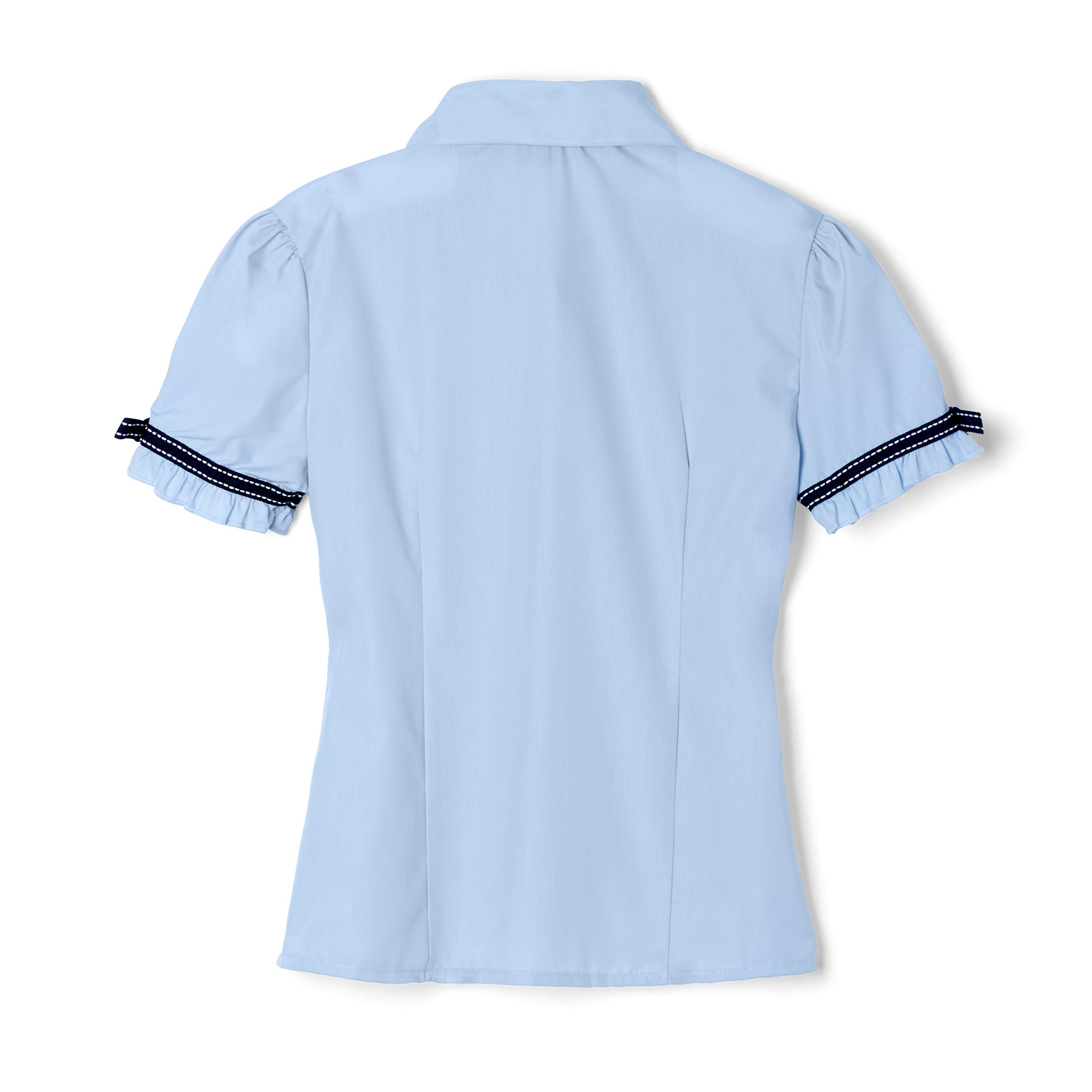 French Toast Girls' Short Sleeve Ribbon Bow Blouse - Cute Ruffled Top for School, Parties & Special Occasions