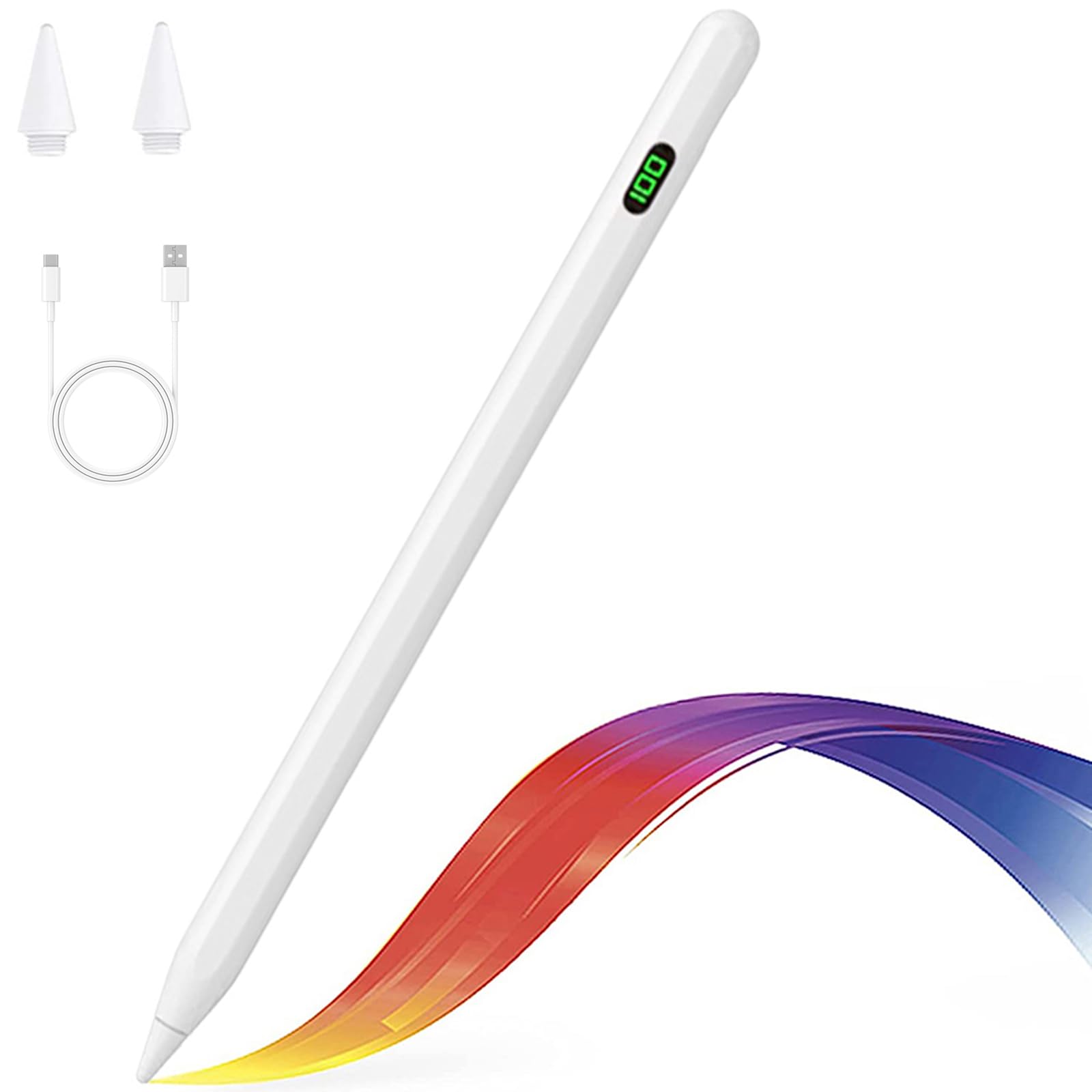 Premium Stylus Pen for iPad with LED Power Display, Palm Rejection & Tilt Sensitivity - Compatible with iPad 10/9/8/7/6, iPad Air 3/4/5, iPad Mini 5/6, iPad Pro 11/12.9 (3rd/4th/5th Gen) - Perfect for Drawing, Note-Taking & Digital Art