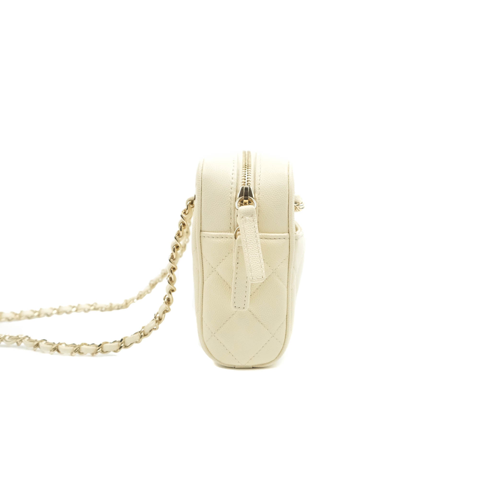Chanel Camera Bag with Detachable Pouch - Ivory Caviar Leather & Gold Hardware | Luxury Crossbody Bag for Women | Perfect for Everyday Use, Date Night & Travel