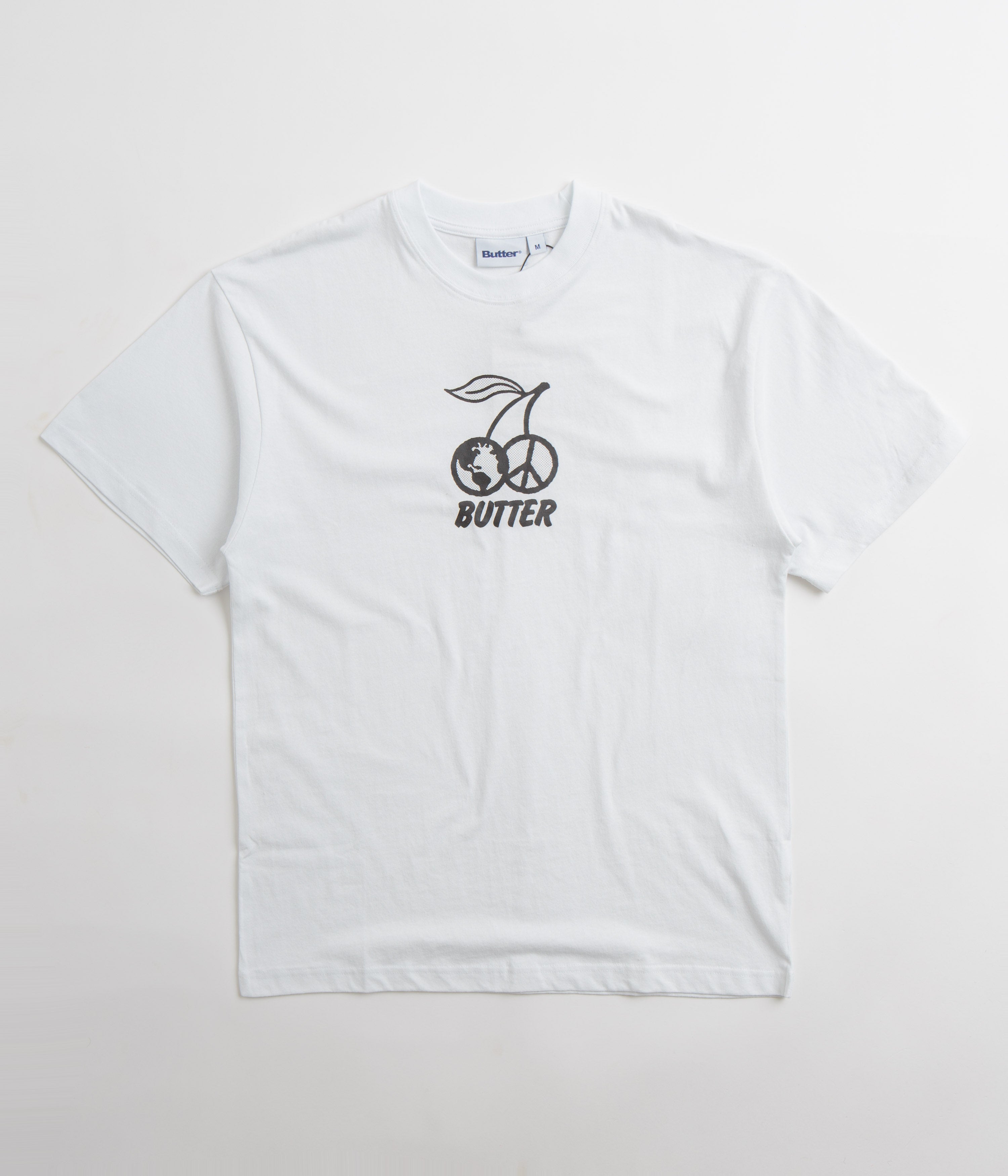 Butter Goods Cherry Print T-Shirt for Men & Women - Soft Cotton White Tee - Casual Streetwear for Everyday Wear & Summer Outfits