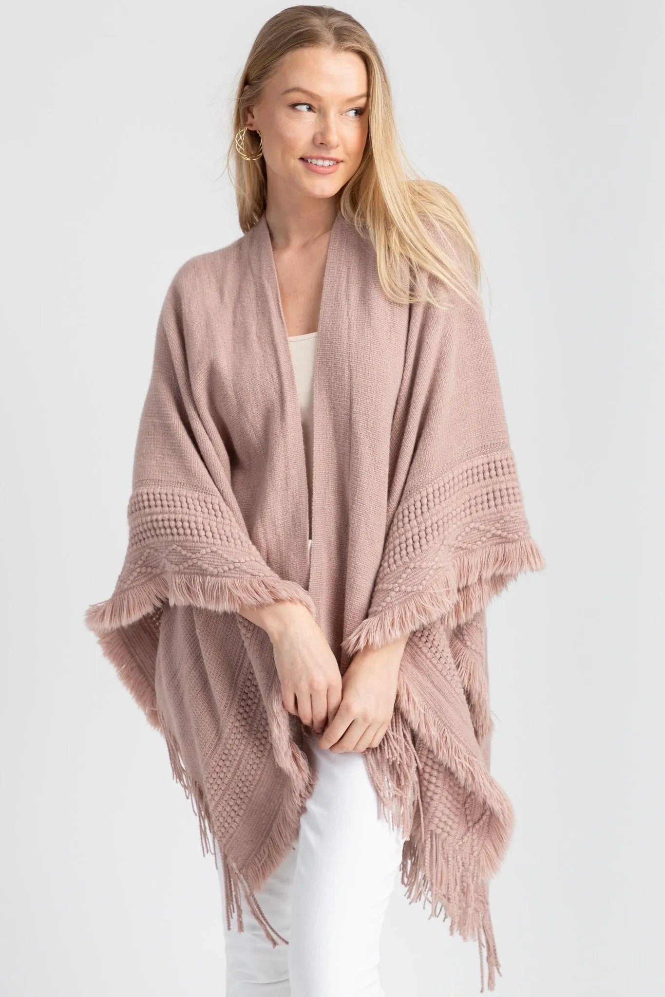 Bohemian Fringed Trim Kimono Robe - Lightweight Lace Cover Up for Women - Perfect for Beach, Pool, or Lounge Wear