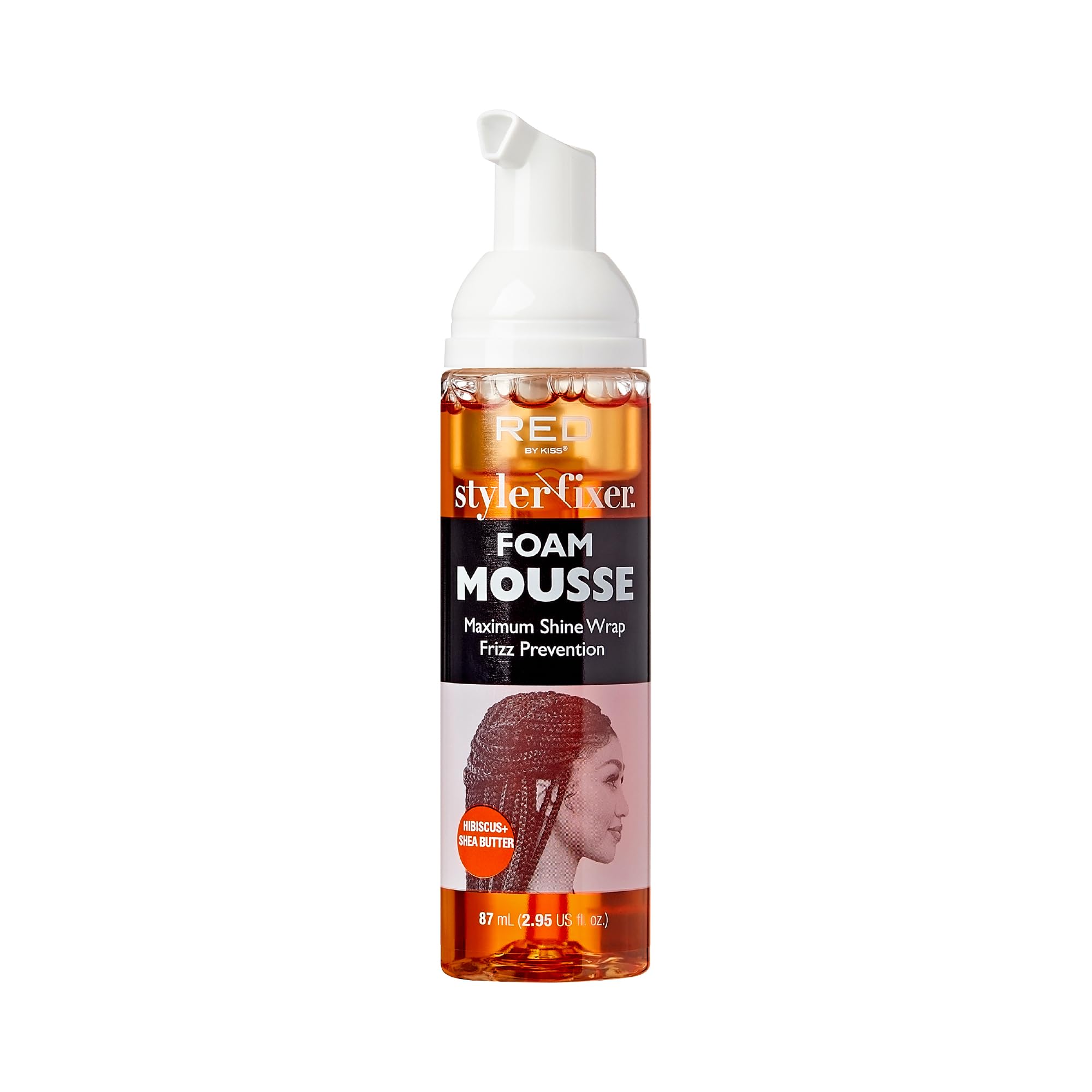 Red by Kiss Foaming Mini Travel Size Mousse - Maximum Shine Wrap Mousse for Frizz Control & Curl Definition - Hydrating Hibiscus & Shea Butter Formula for Dry, Damaged Hair - Perfect for Travel, Styling, and Everyday Hair Care