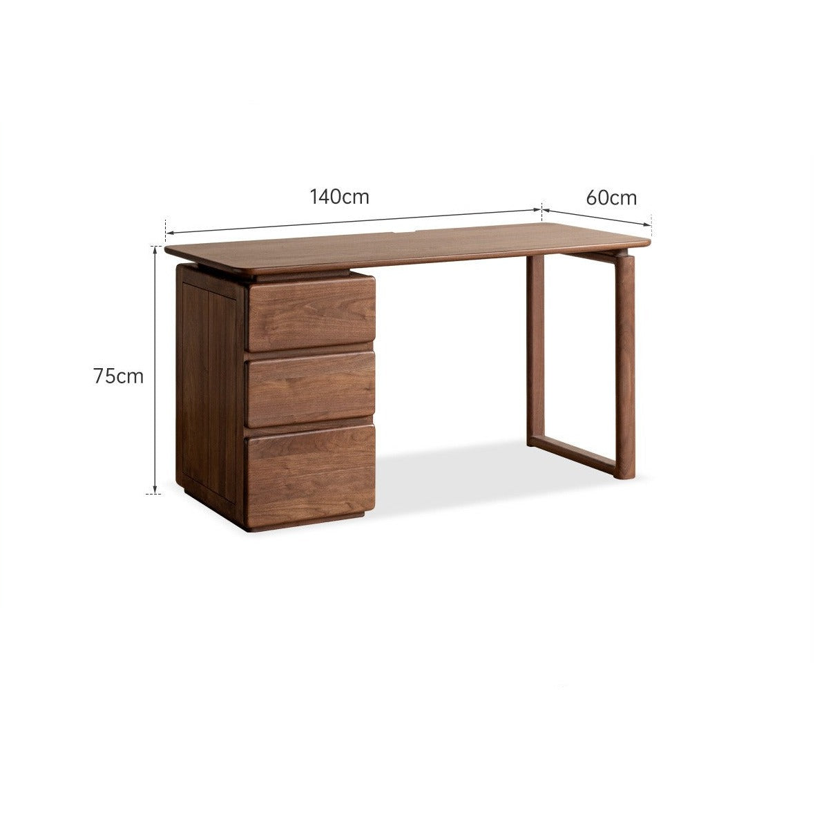 Premium Black Walnut & Ash Solid Wood Desk with 3 Drawers - Modern Home Office Writing Table for Study, Work & Remote Workspace