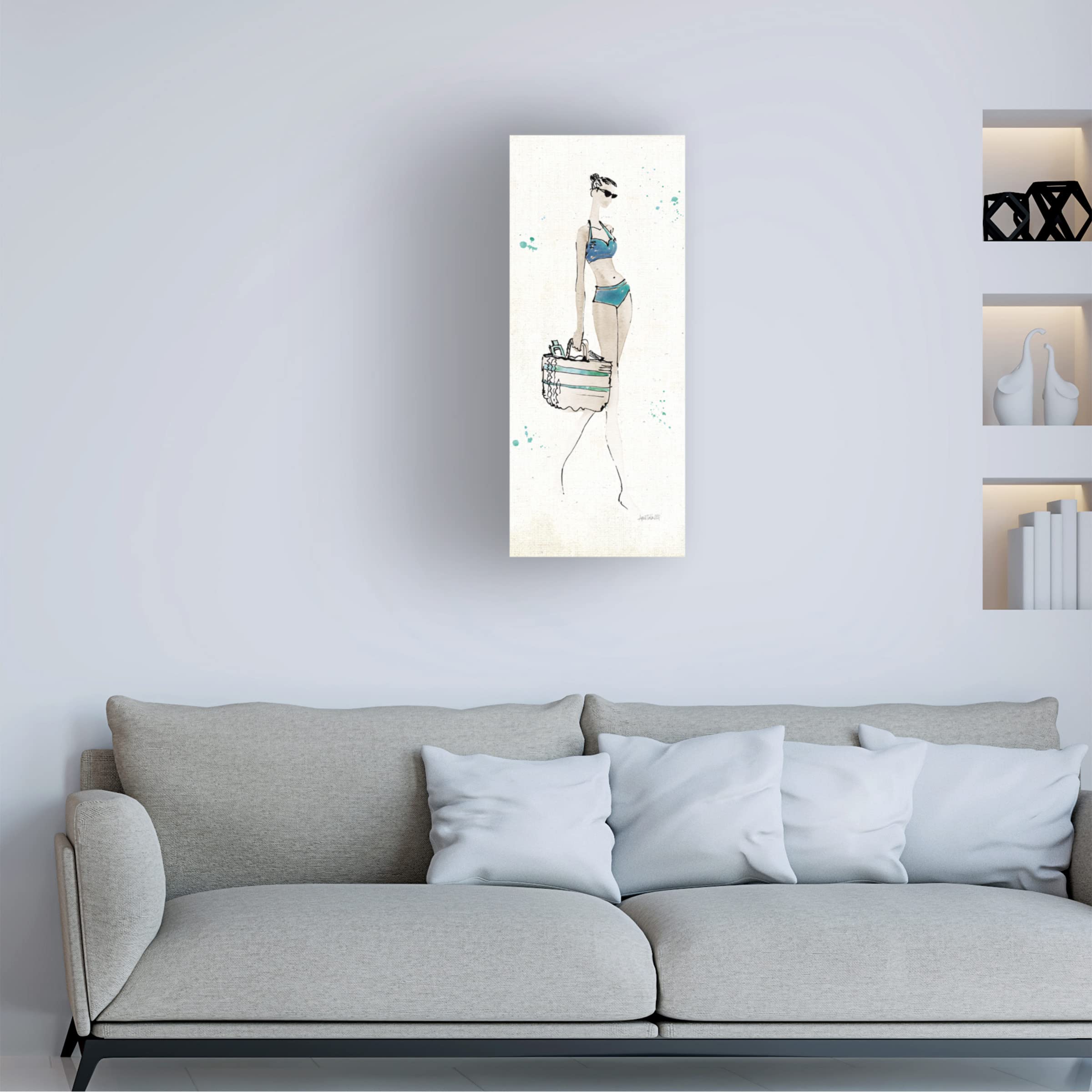 Beach Divas VI Canvas Wall Art Print by Anne Tavoletti - Coastal Beach Decor for Living Room, Bedroom & Office - Modern Seascape Painting for Home & Office Decor