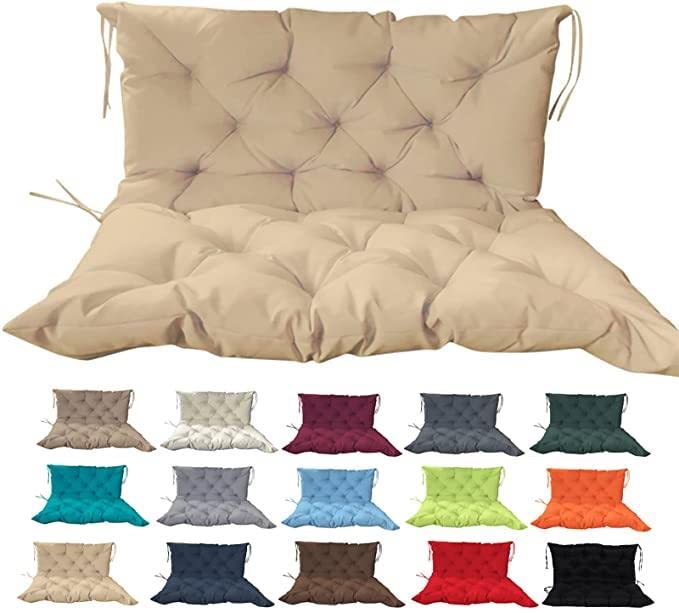 Waterproof Outdoor Porch Swing Cushions with Backrest - 40x40 Inch Overstuffed Bench Cushion for 2-3 Seater, Washable Replacement Swing Pad for Garden, Patio & Deck Furniture (Beige) - Perfect for Relaxing, Lounging & Outdoor Entertaining