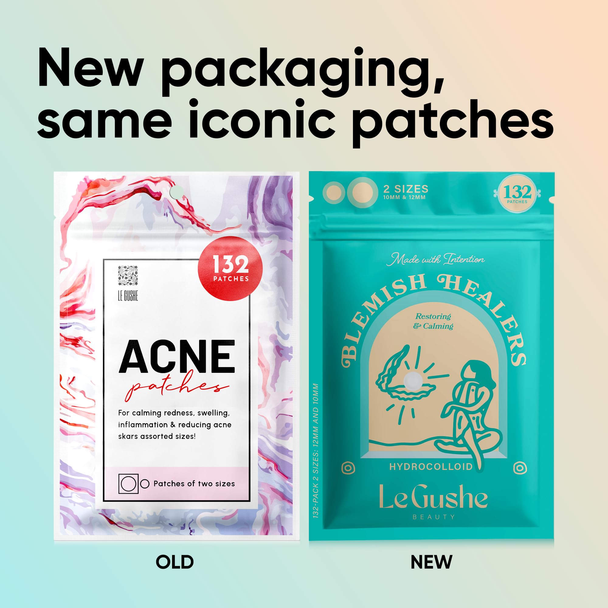 LE GUSHE Pimple Patches for Face (132 Count) & Under Eye Patches (30 Pairs) - Gold Collagen Eye Mask with Amino Acid for Wrinkles, Puffy Eyes & Dark Circles | Cooling Eye Care Treatment for Acne & Skincare Routine | Perfect for Nighttime Use & Travel