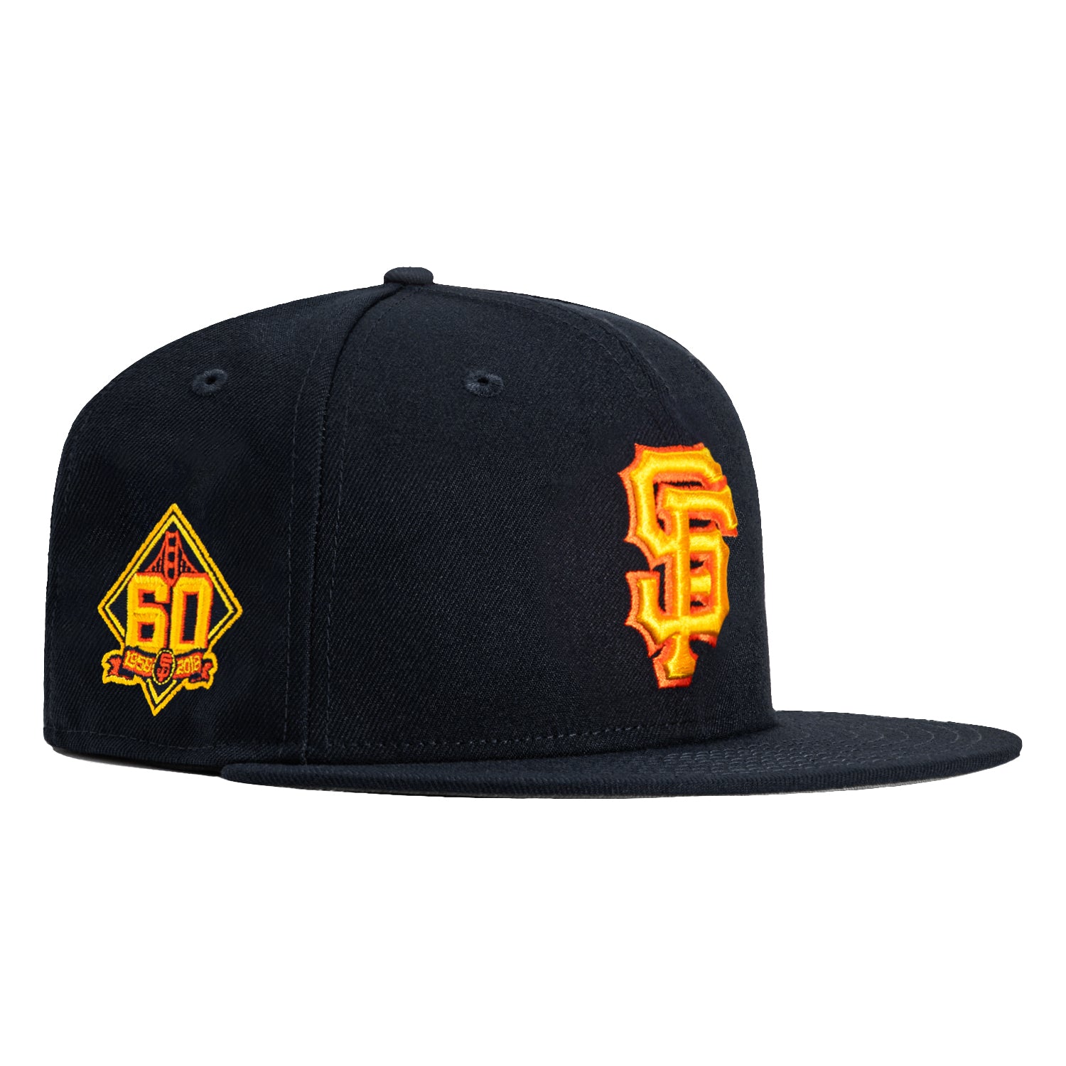 New Era 59Fifty San Francisco Giants 60th Anniversary Patch Snapback Hat - Navy, Orange & Gold - MLB Baseball Cap for Men & Women - Perfect for Games, Collecting & Streetwear Fashion