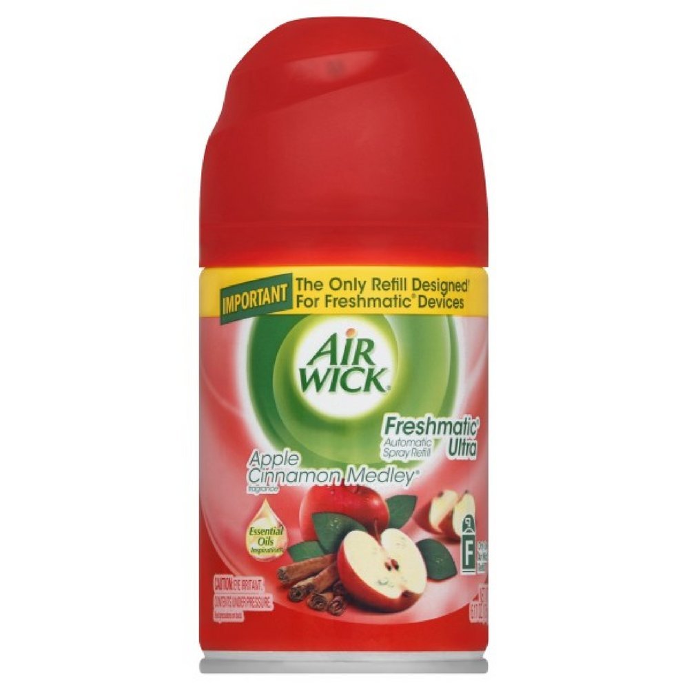 Air Wick Freshmatic Automatic Spray Air Freshener Refill - Apple Cinnamon Scent, 6.17oz - Long-Lasting Home & Car Odor Eliminator for Kitchen, Bathroom, Office & Living Spaces