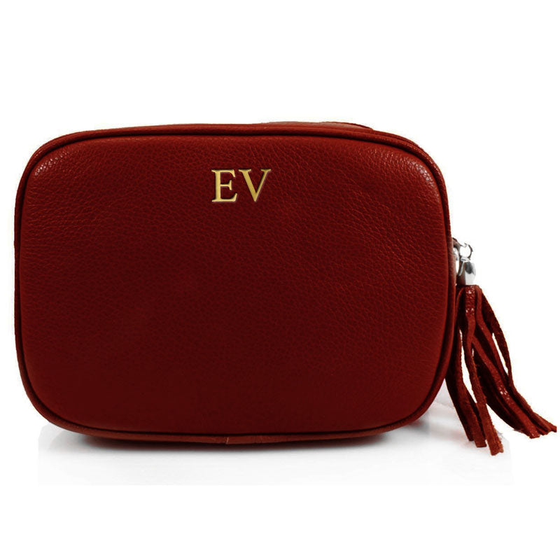 Carnaby Of London Embossed Initial Gold Leather Crossbody Bag for Women - Stylish Designer Handbag for Everyday Use, Work, and Evening Out