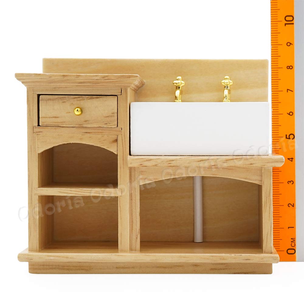 1/12 Scale Miniature Kitchen Sink Dollhouse Accessories - Realistic Mini Sink for Dollhouse Kitchen, Bathroom & DIY Model Scenes