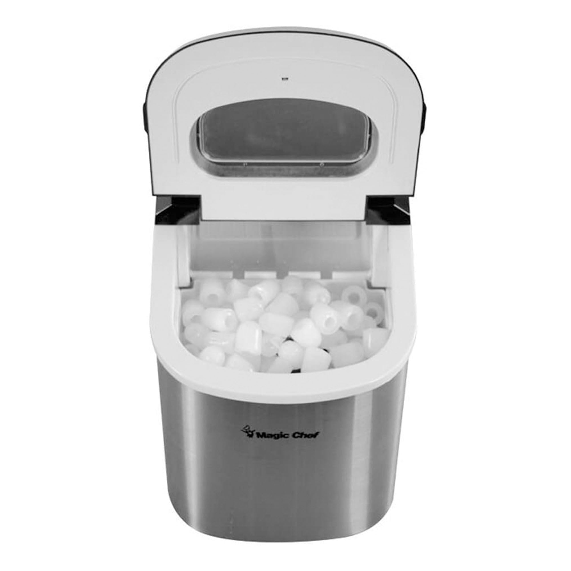 Magic Chef Portable Countertop Ice Maker - 27lb Capacity Stainless Steel Small Ice Machine for Kitchen, Home Bar & Parties | Perfect for Cocktails, Beverages & Outdoor Gatherings