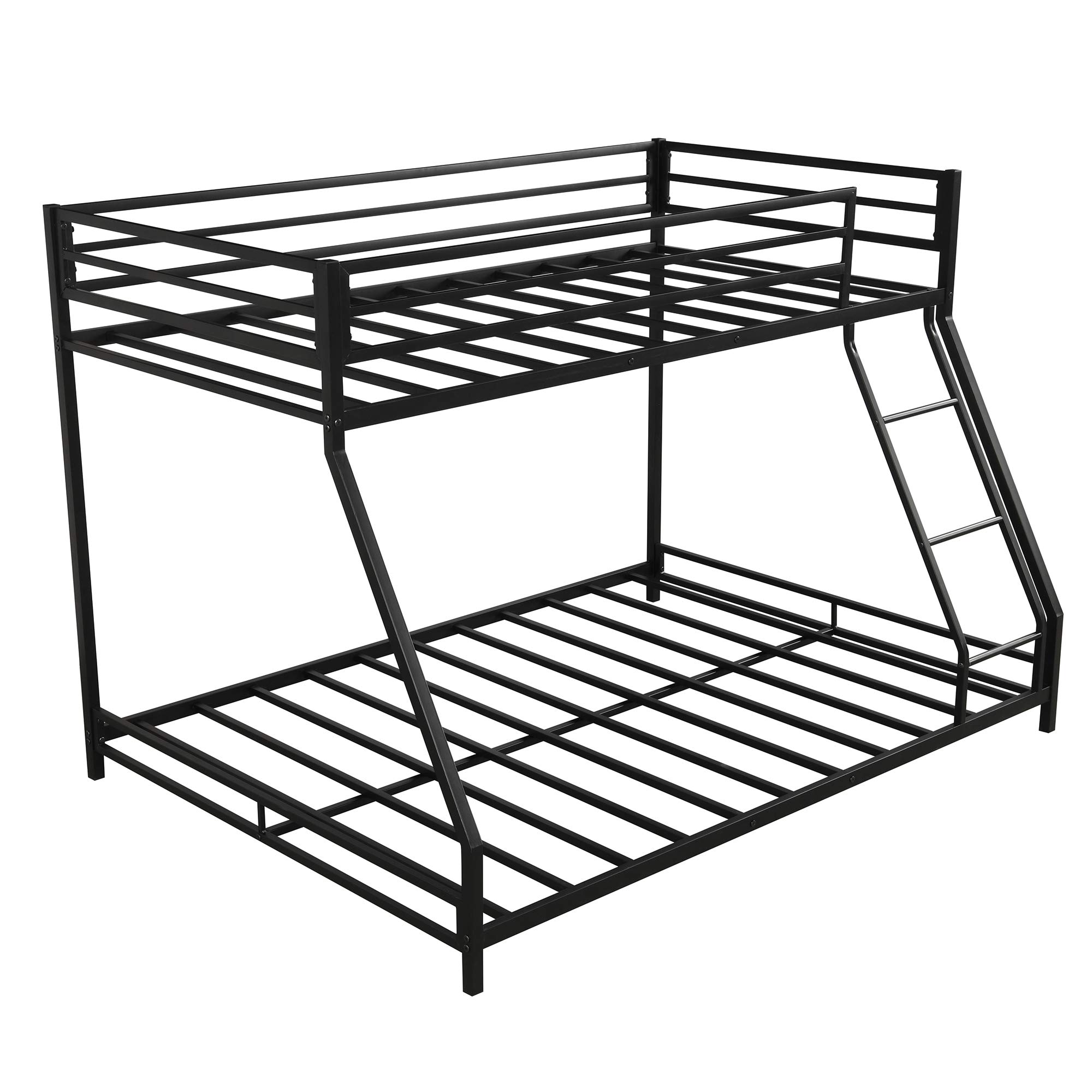 Metal Bunk Bed Twin Over Full with Ladder & Guardrails - Space-Saving for Kids & Small Rooms