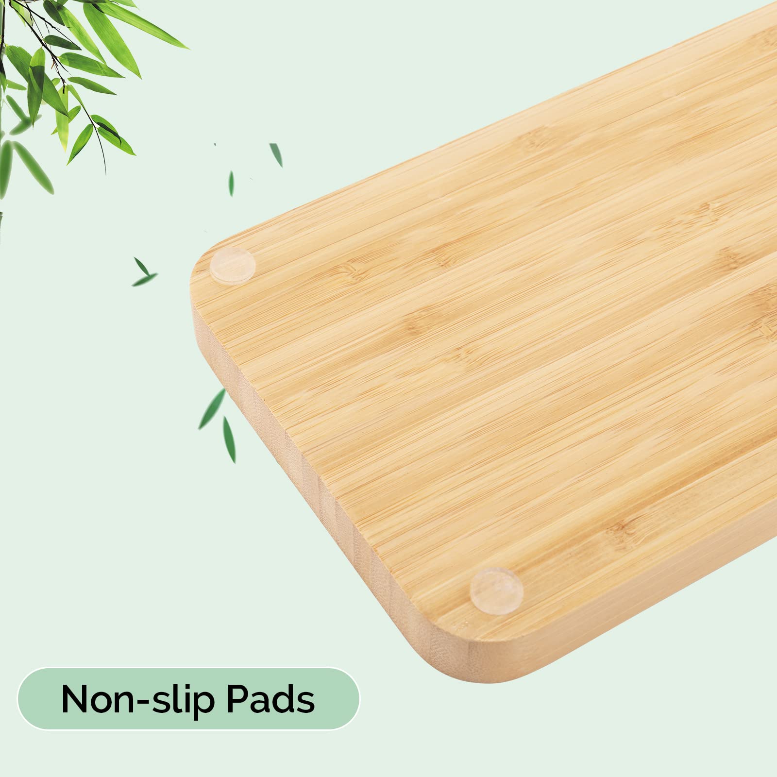 Natural Bamboo Vanity Tray - Smooth Thick Wooden Bathroom Organizer for Perfume, Jewelry, Makeup & Cosmetics | Perfect for Vanity, Dresser & Bathroom Countertop Organization