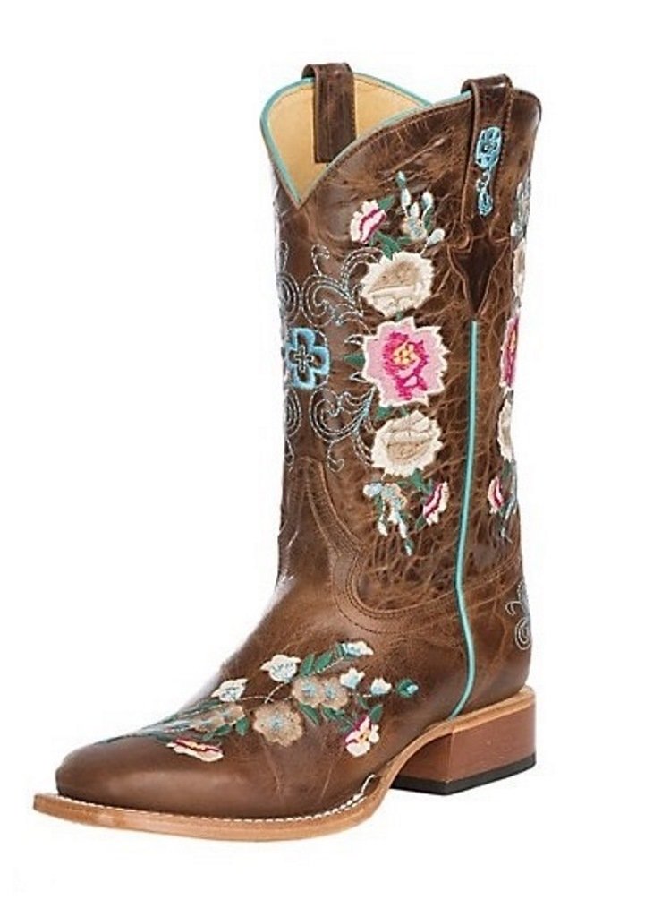 Macie Bean Girls' Honey Bunch Cowgirl Boots - Square Toe Western Boots for Kids in Tan Size 12 D(M) US - Perfect for Rodeo, Country Dance & Western Fashion