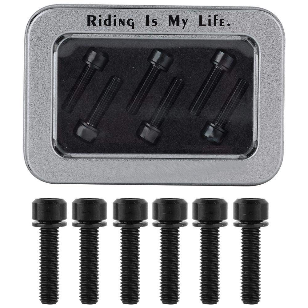 Tbest 6Pcs M5x20mm Titanium Alloy Bike Bolts with Gasket - Mountain Bicycle Stem Headset Screws for Cycling Maintenance & Repair | Durable Lightweight Hardware for Road & MTB Upgrades